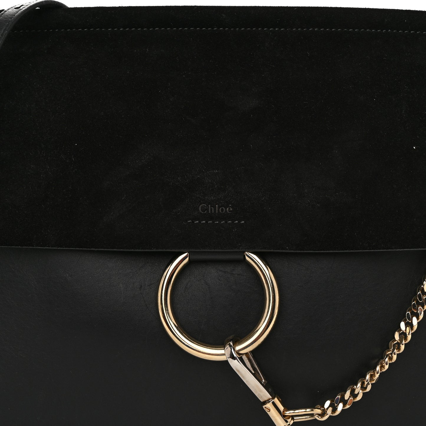 Suede Calfskin Medium Faye Shoulder Bag Black
