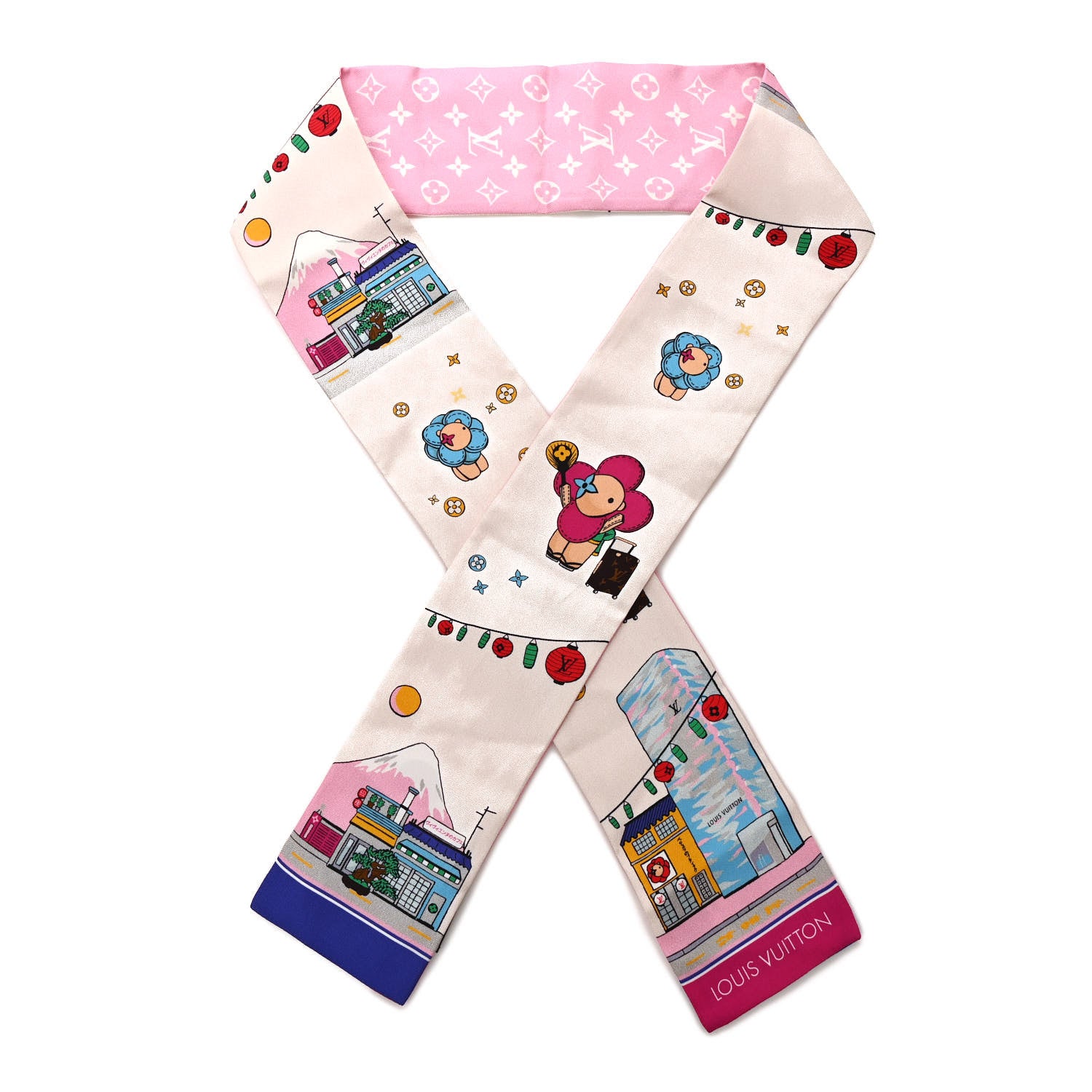 バンドー　ピンク　LOUIS VUITTON ヴィヴィエンヌ 東京 TOKYO Louis Vuitton Silk Monogram Tokyo Vivienne Bandeau Pink