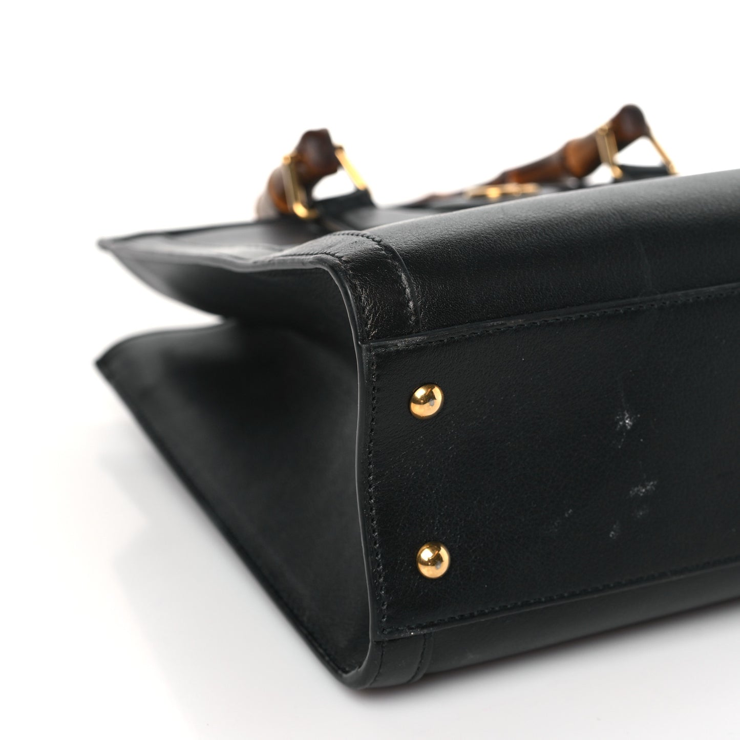 Calfskin Small Diana Tote Bag Black Yellow Fluo