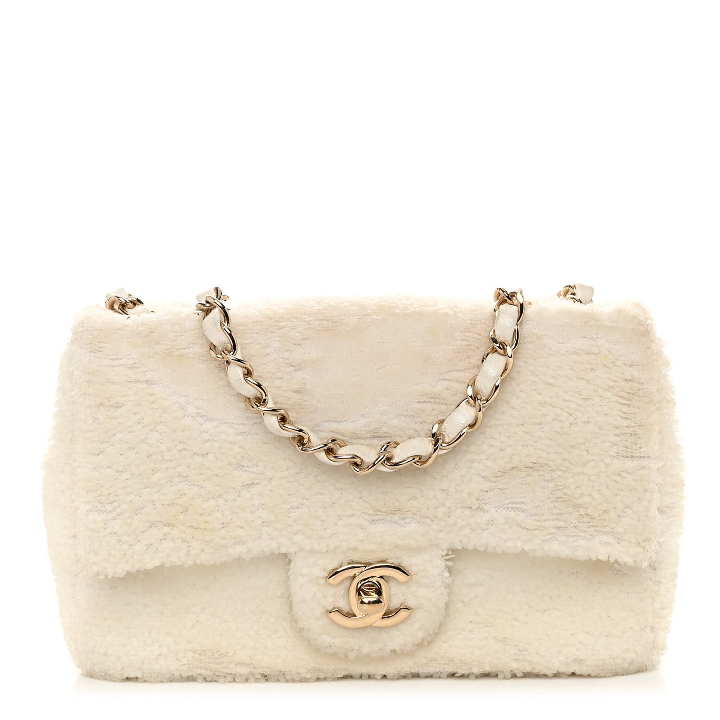 Sequin Mini Rectangular Flap White