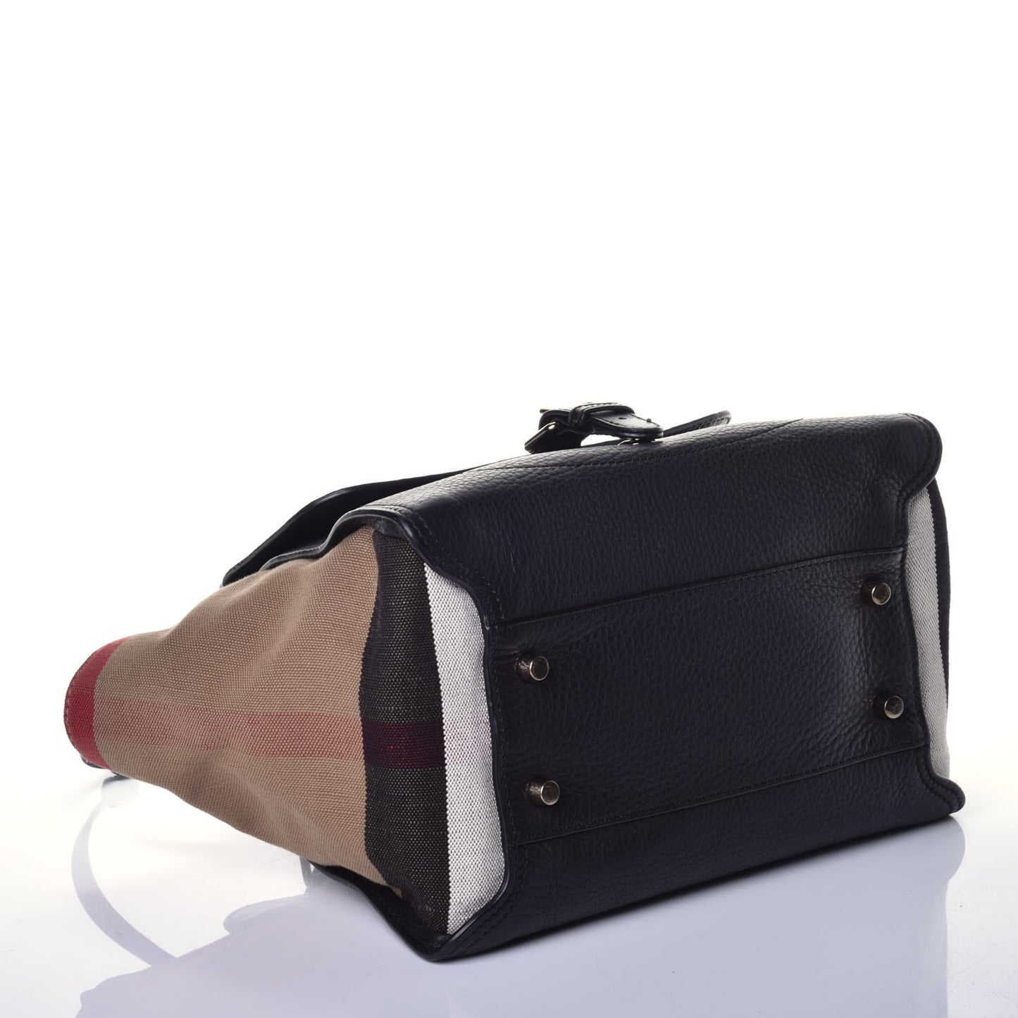 Canvas Mega Check Grained Calfskin Medium Harcourt Satchel Black