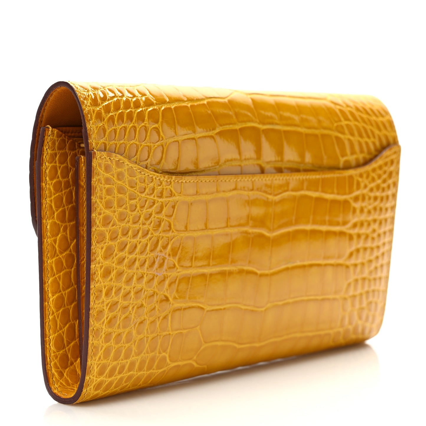 Shiny Alligator Constance Long Wallet Curry