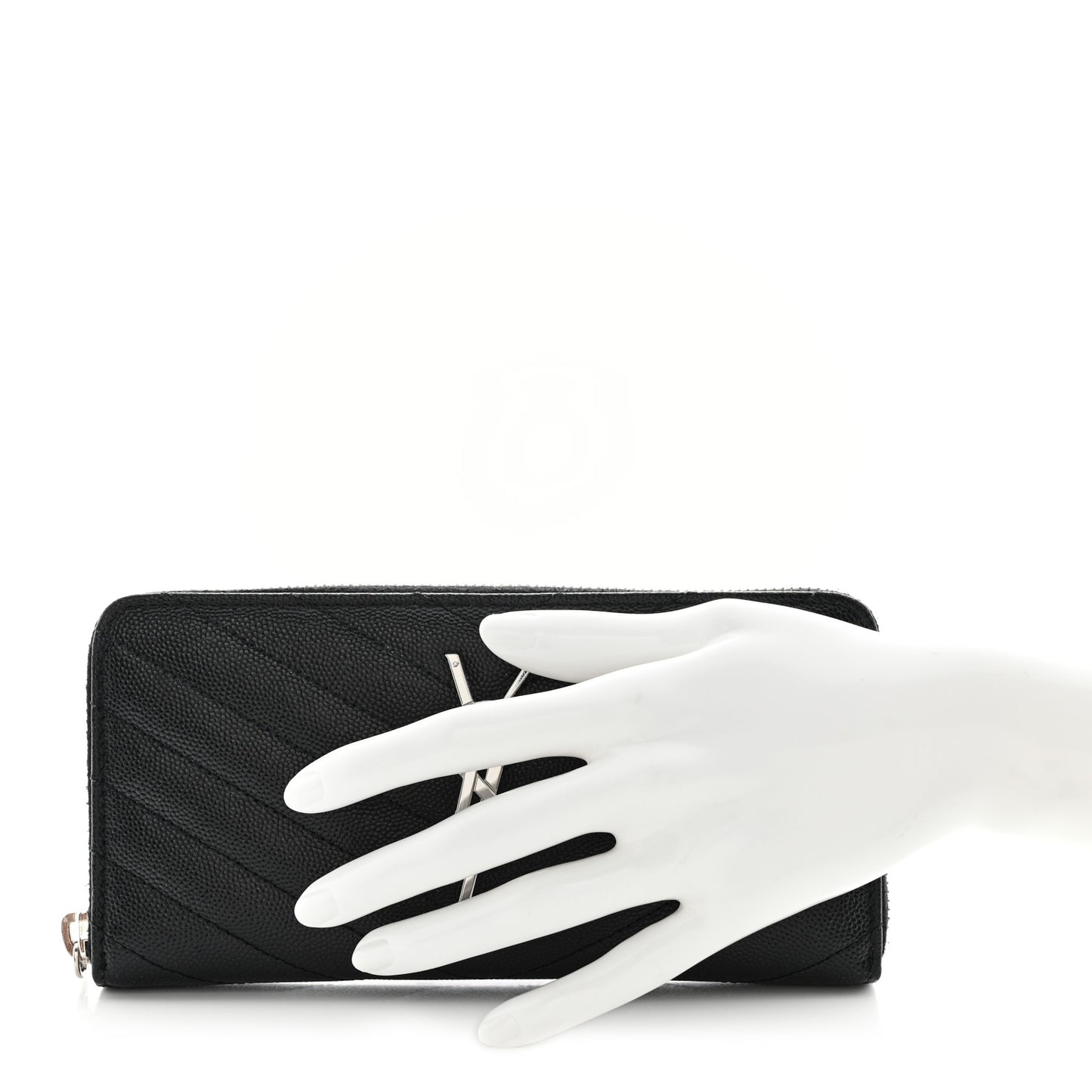 Grain De Poudre Matelasse Chevron Monogram Zip Around Wallet Black