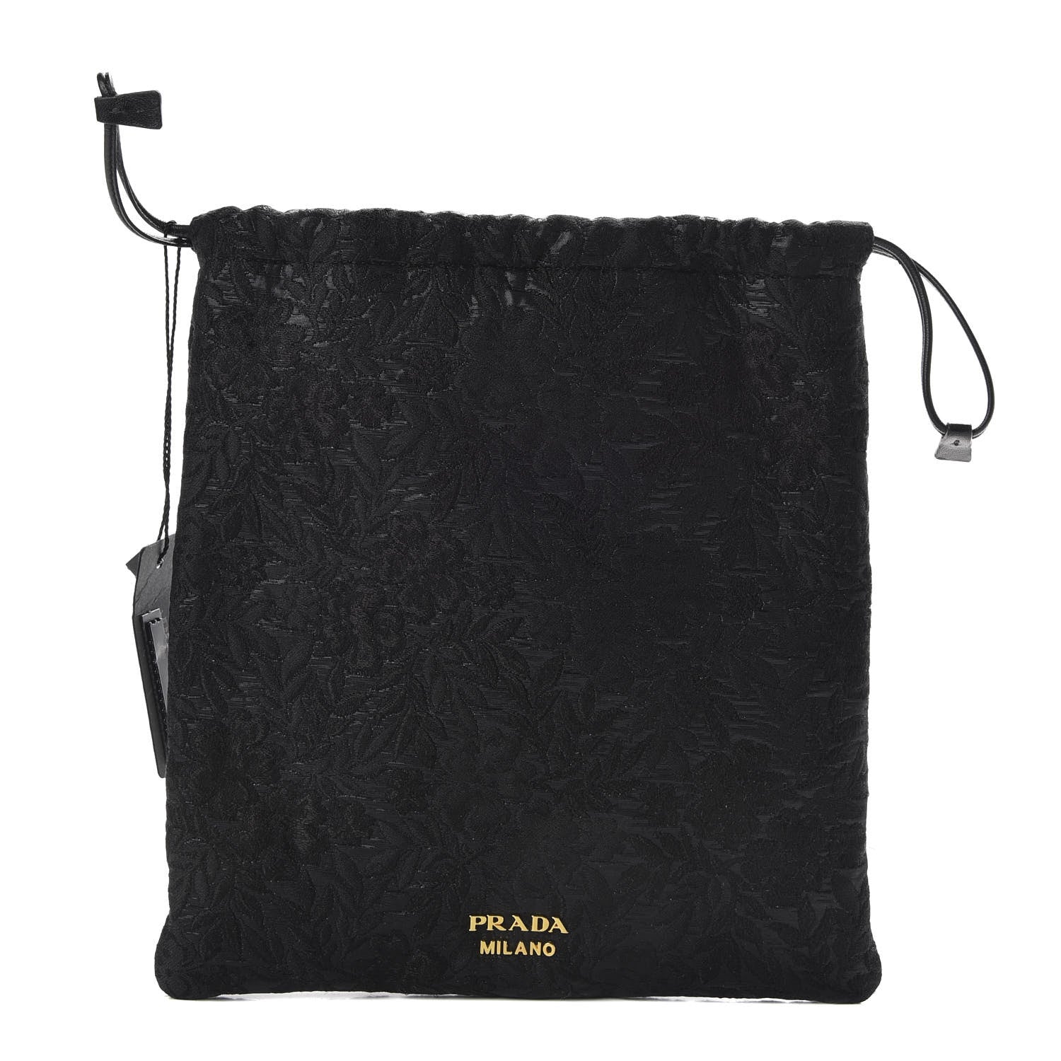 Prada Lace Embroidered Drawstring Pouch Black 1 of 7