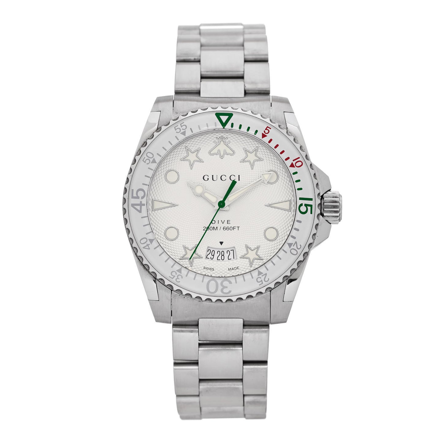 Stainless Steel 40mm Dive Quartz Watch White