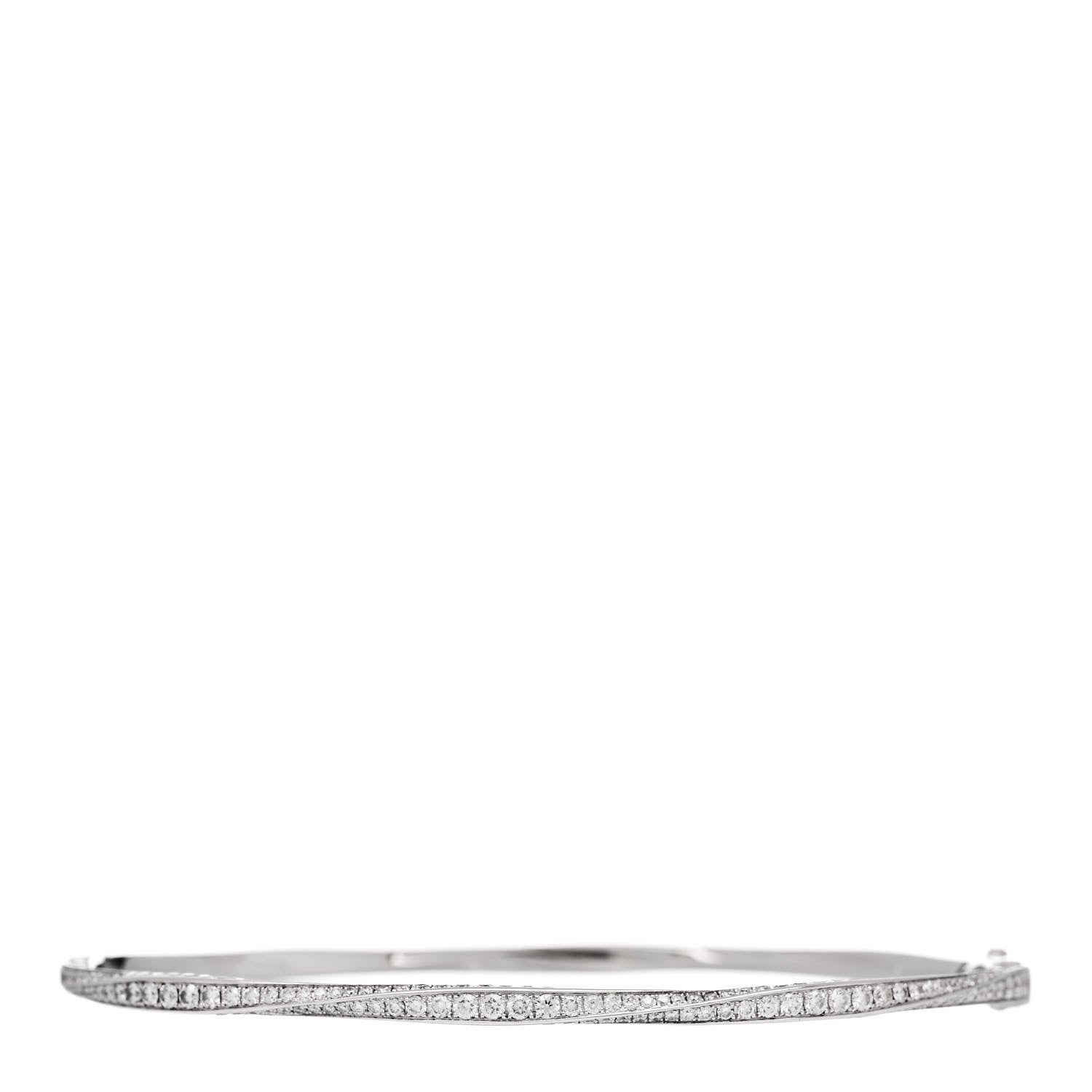Graff 18K White Gold Diamond Spiral Pave Bangle Bracelet 1 of 4
