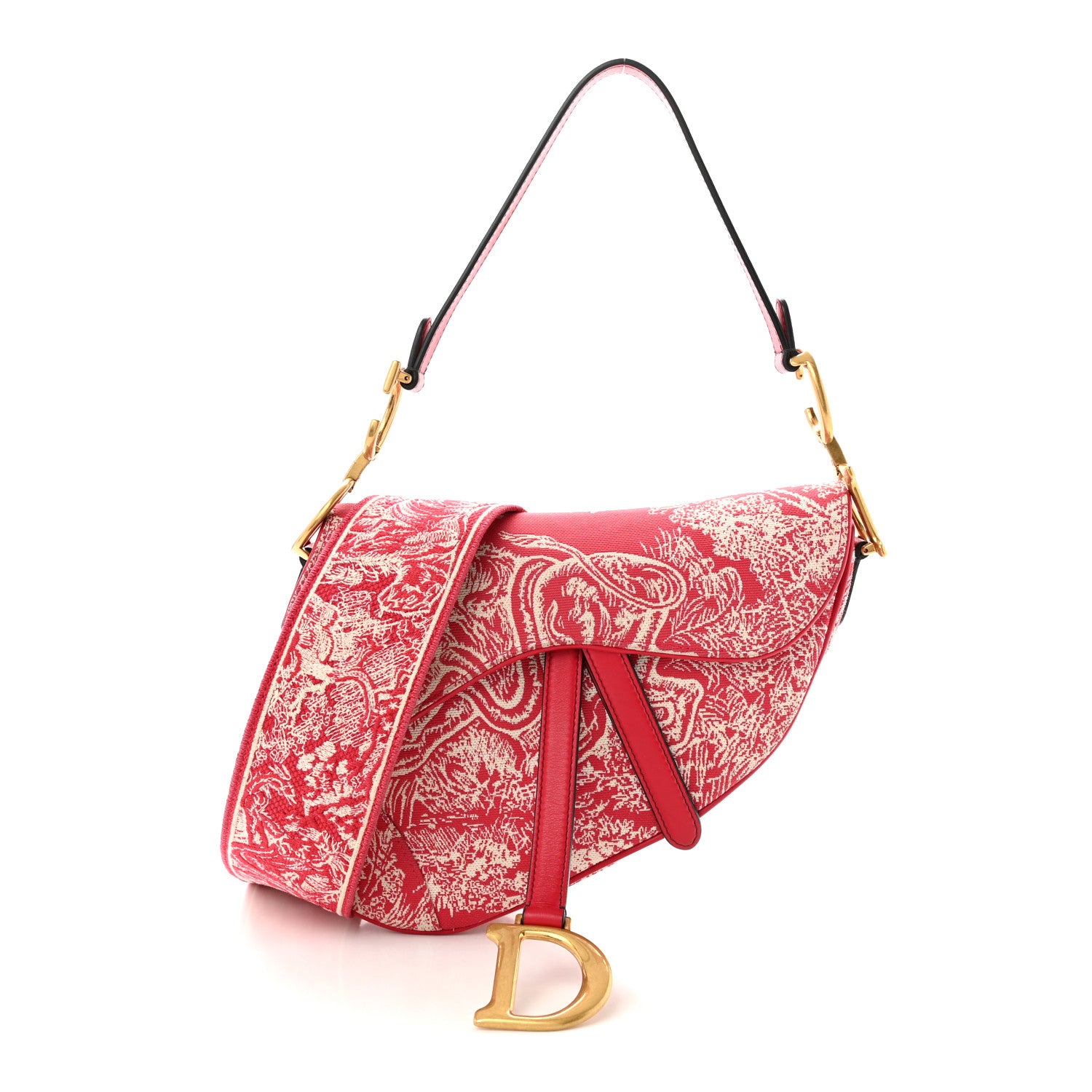 Christian Dior Canvas Reverse Embroidered Toile De Jouy Saddle Bag