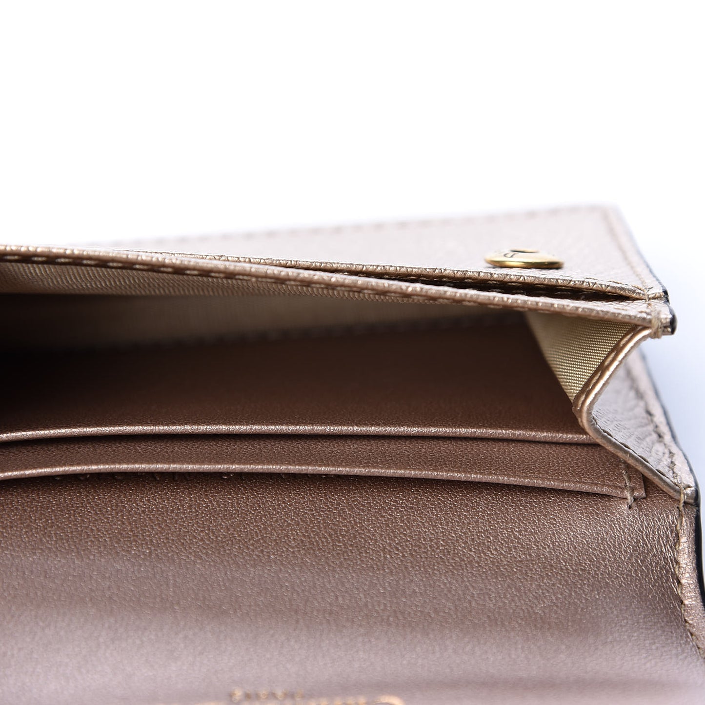 Metallic Grained Calfskin Saddle Card Holder Gold