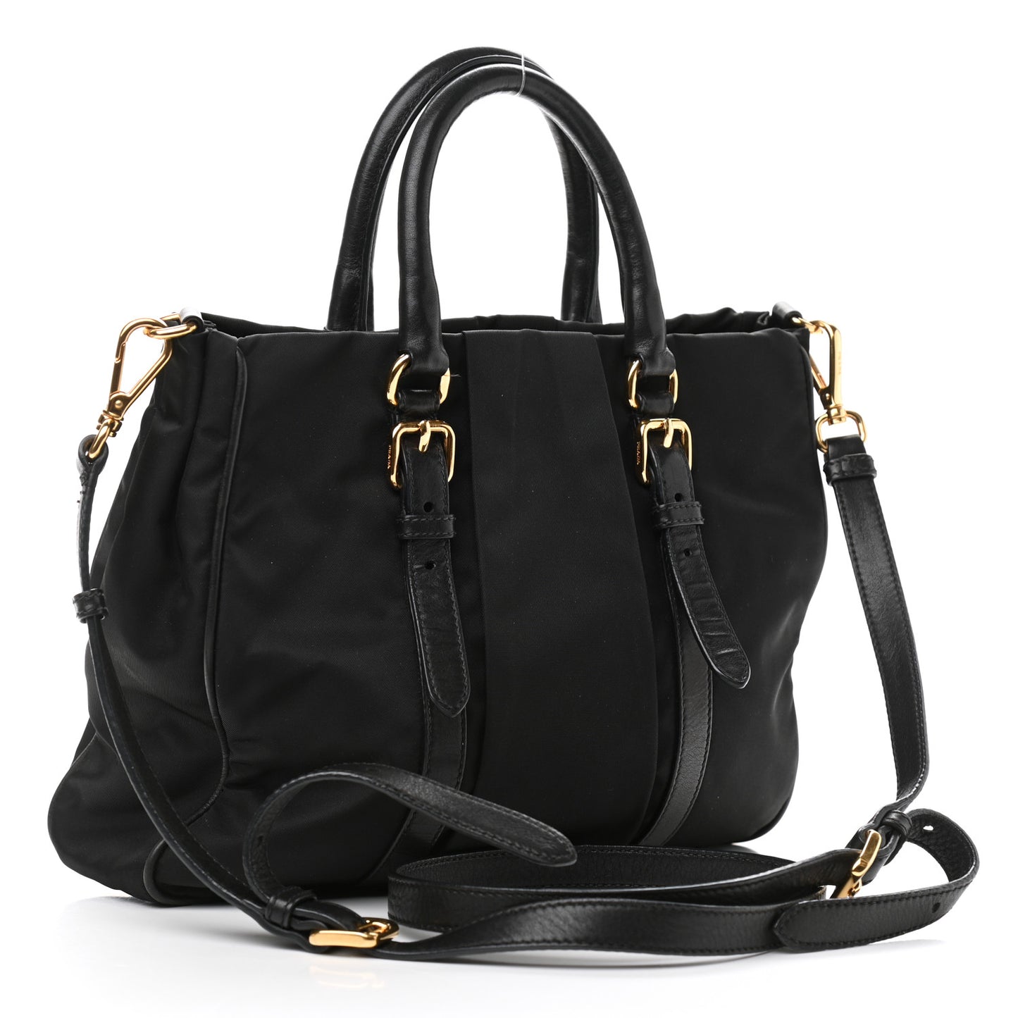 Tessuto Nylon Soft Calfskin Tote Black
