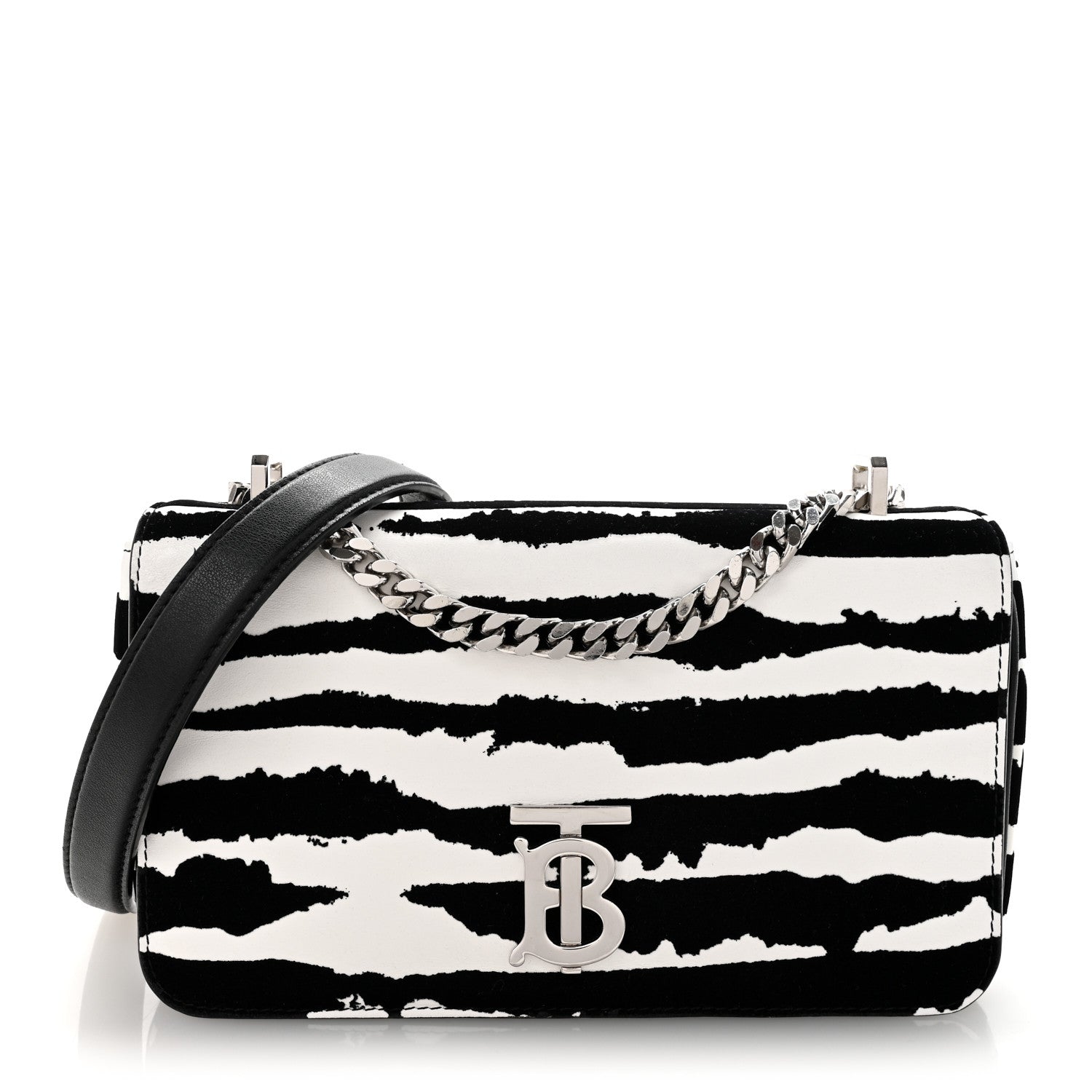 Burberry Calfskin Zebra Print Lola Bag Black White 1785604
