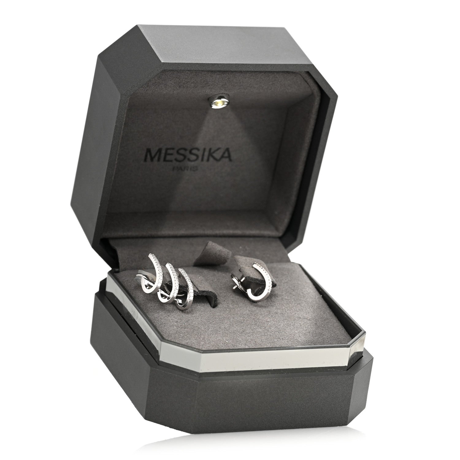 Messika 18K White Gold Diamond Muliti-Creoles Gatsby Earrings 7 of 7