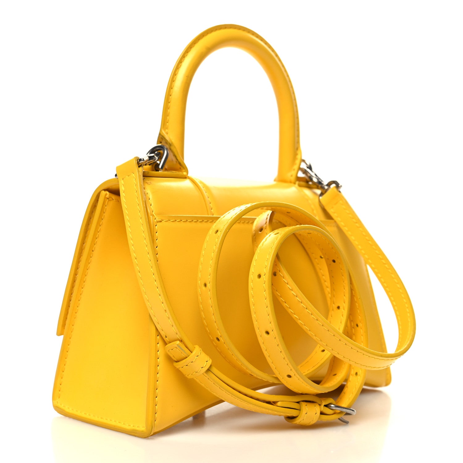Balenciaga Shiny Box Calfskin Hourglass Top Handle Bag XS Yellow 3 of 15