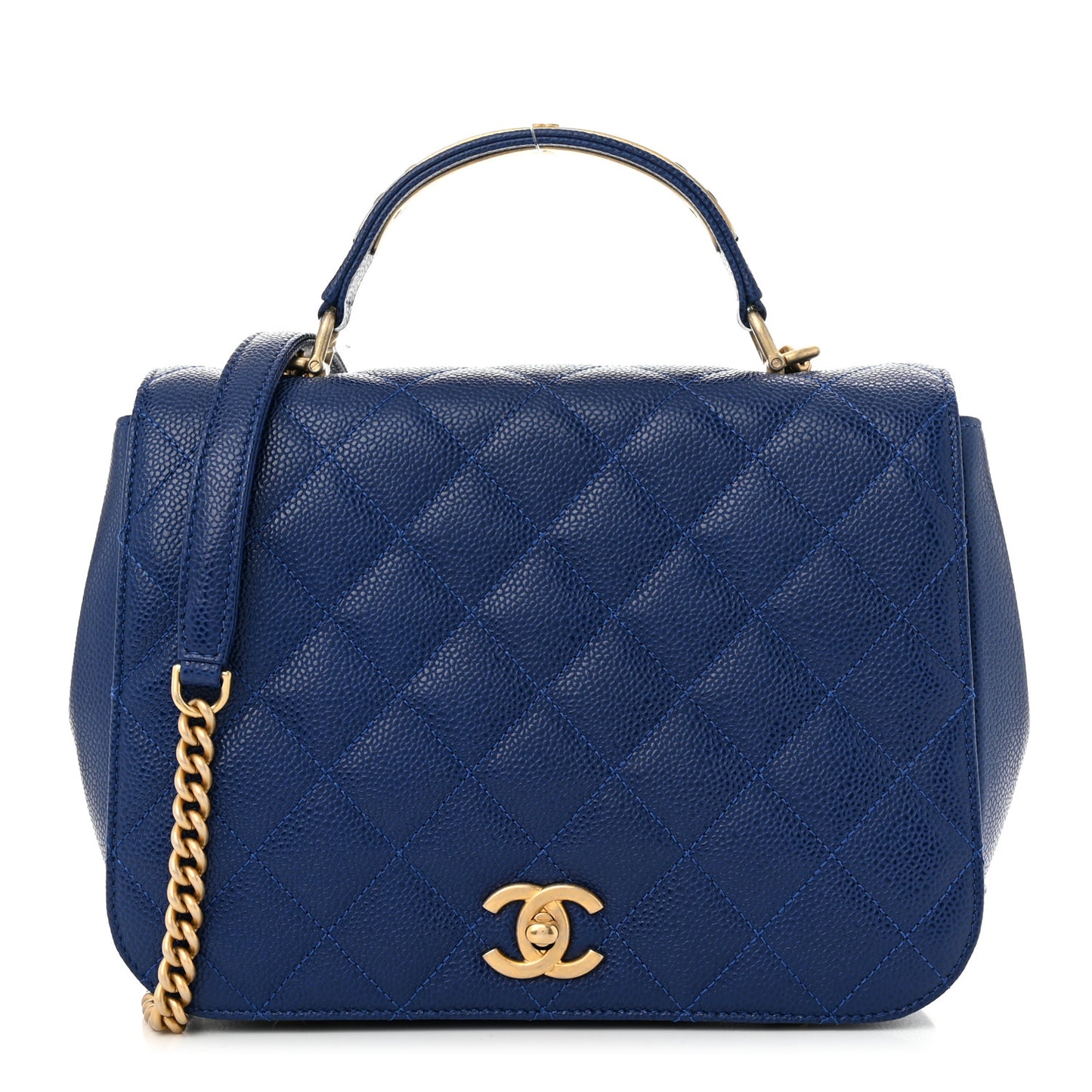 Caviar Large Carry Around Flap Bag Blue