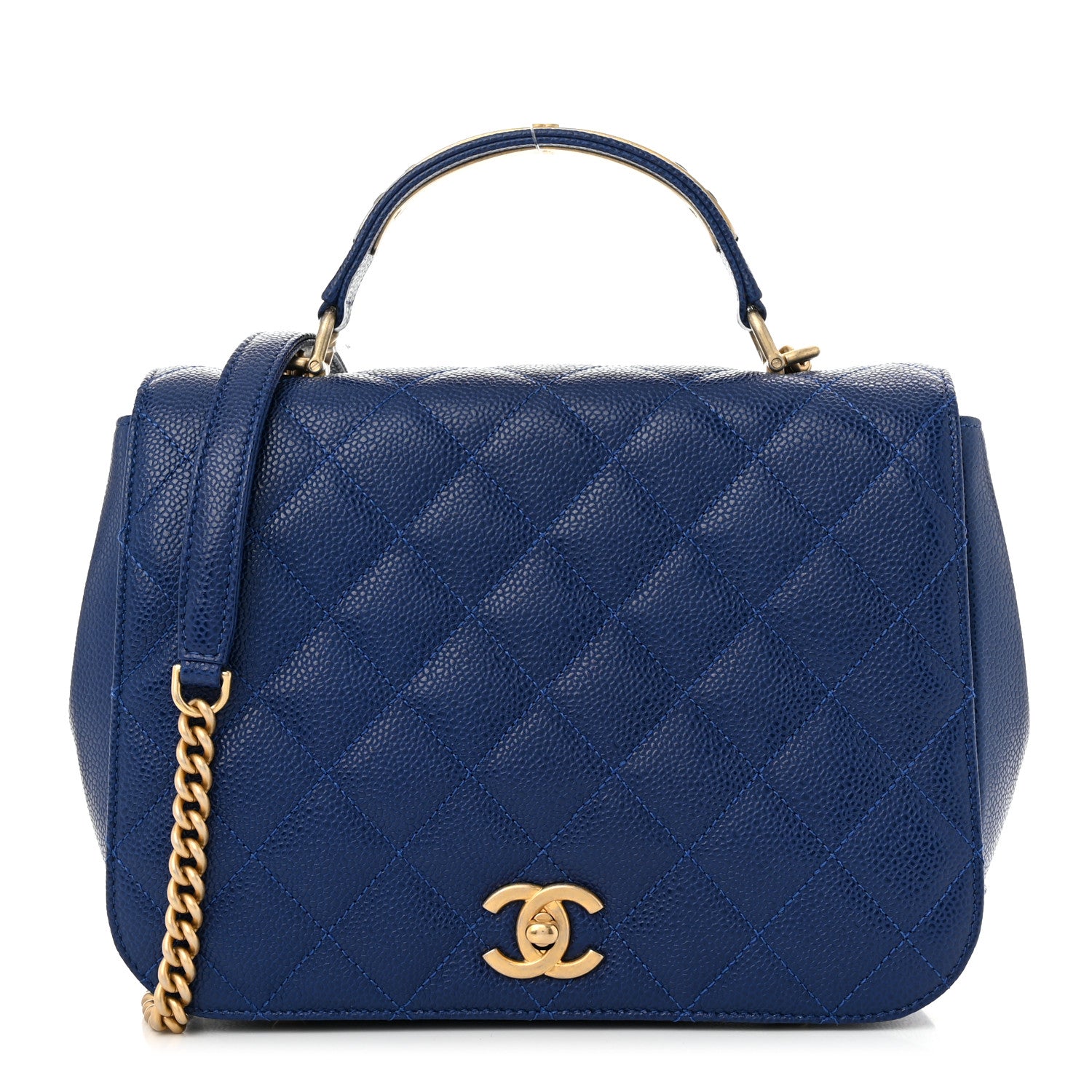 Chanel Caviar Large Carry Around Flap Bag Blue 1 of 11