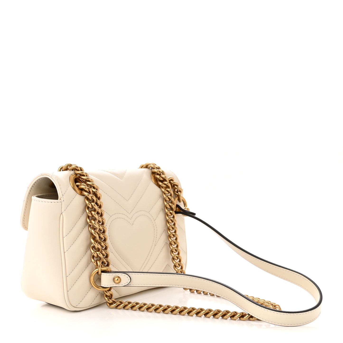 Calfskin Matelasse Mini GG Marmont Shoulder Bag White