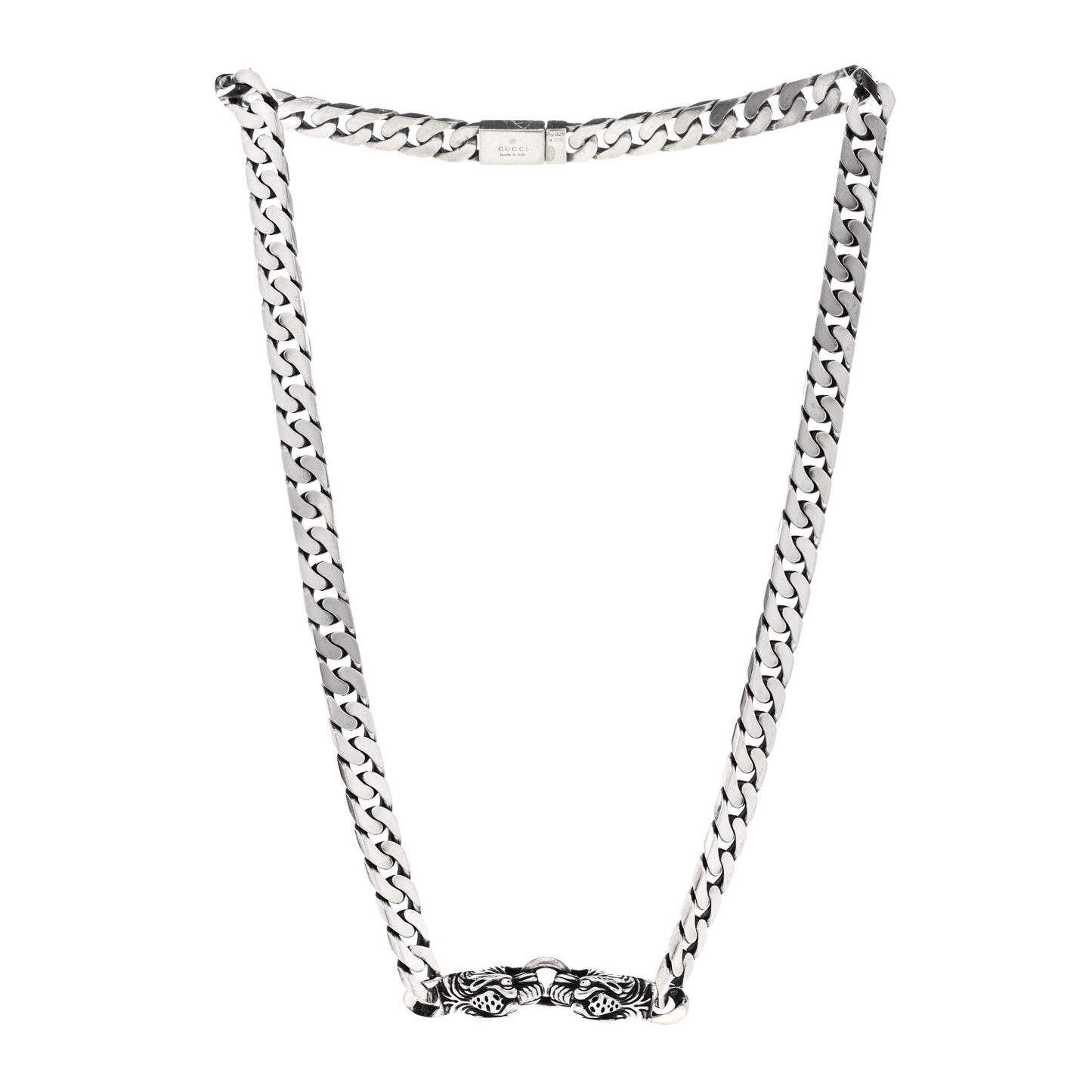 Sterling Silver Tigers  Head Choker Chain Necklace