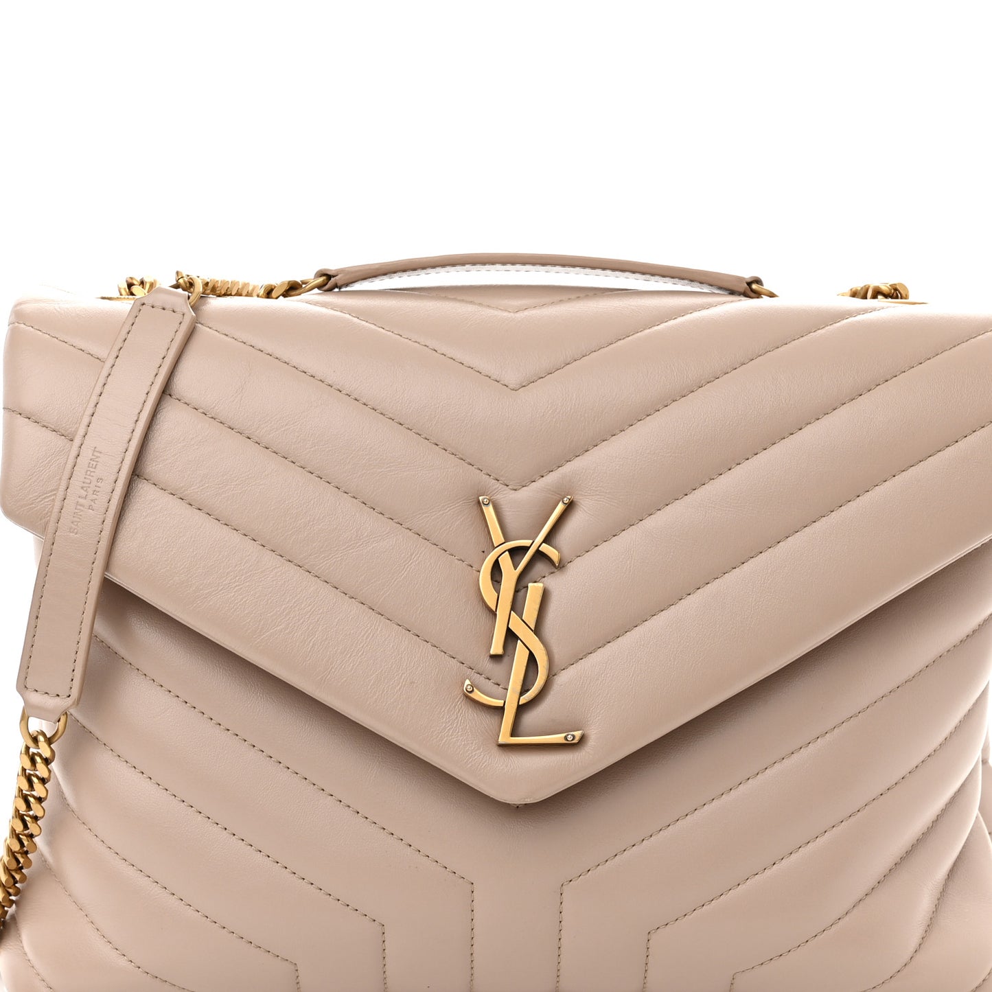 Calfskin Y Quilted Monogram Medium Loulou Chain Satchel Light Natural