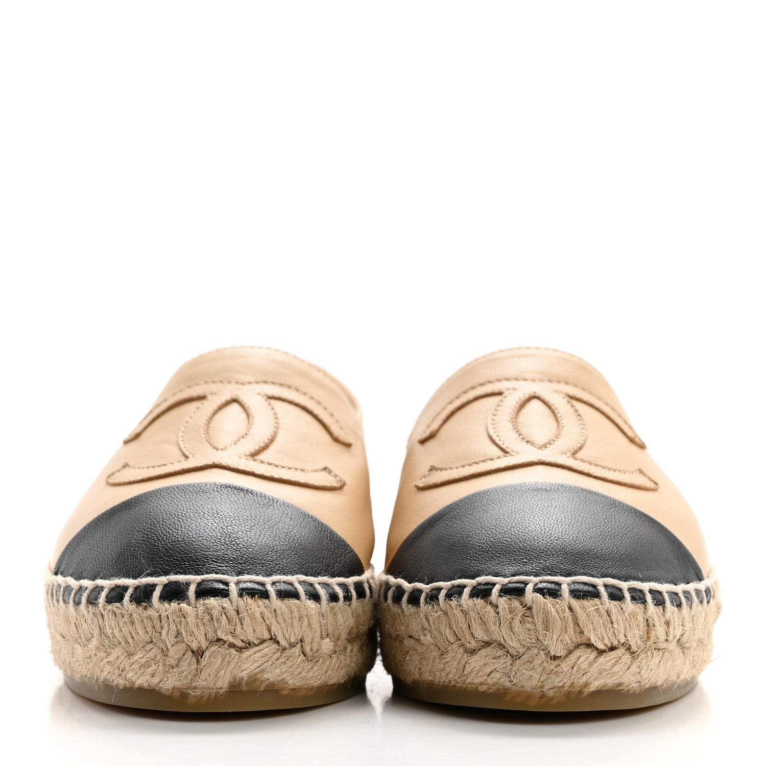 Chanel Lambskin CC Espadrilles 35 Beige Black 2 of 8