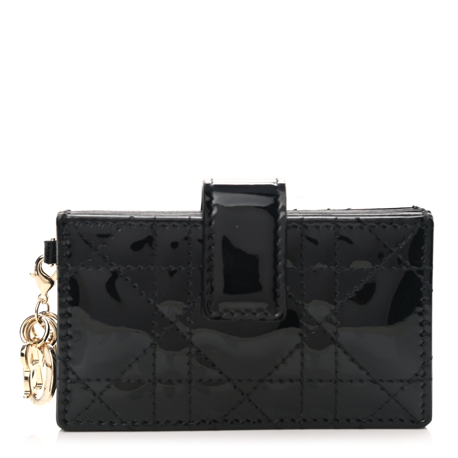 Christian Dior Patent Cannage Lady Dior 5-Gusset Card Holder Black 1 of 5