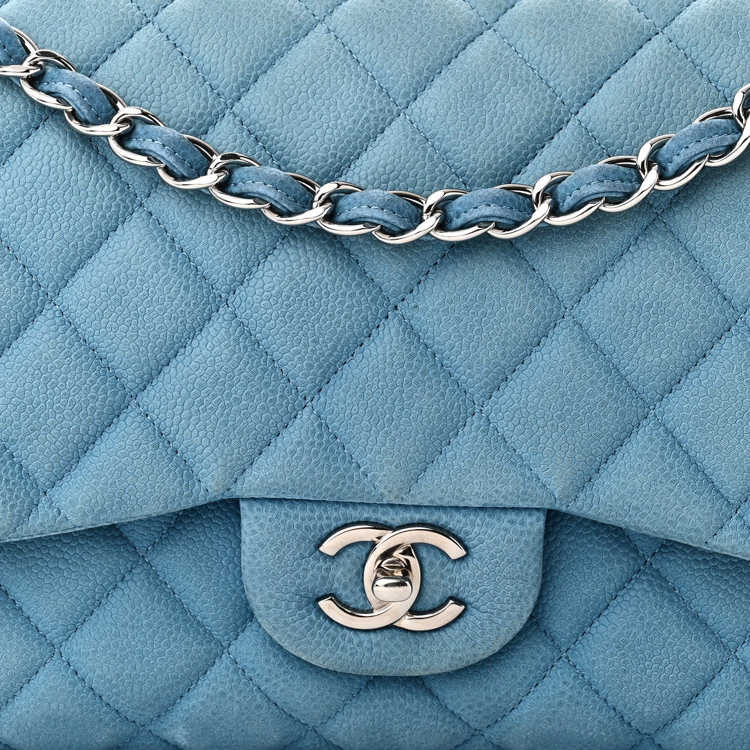 Chanel Iridescent Caviar Quilted Jumbo Double Flap Blue 8 of 10