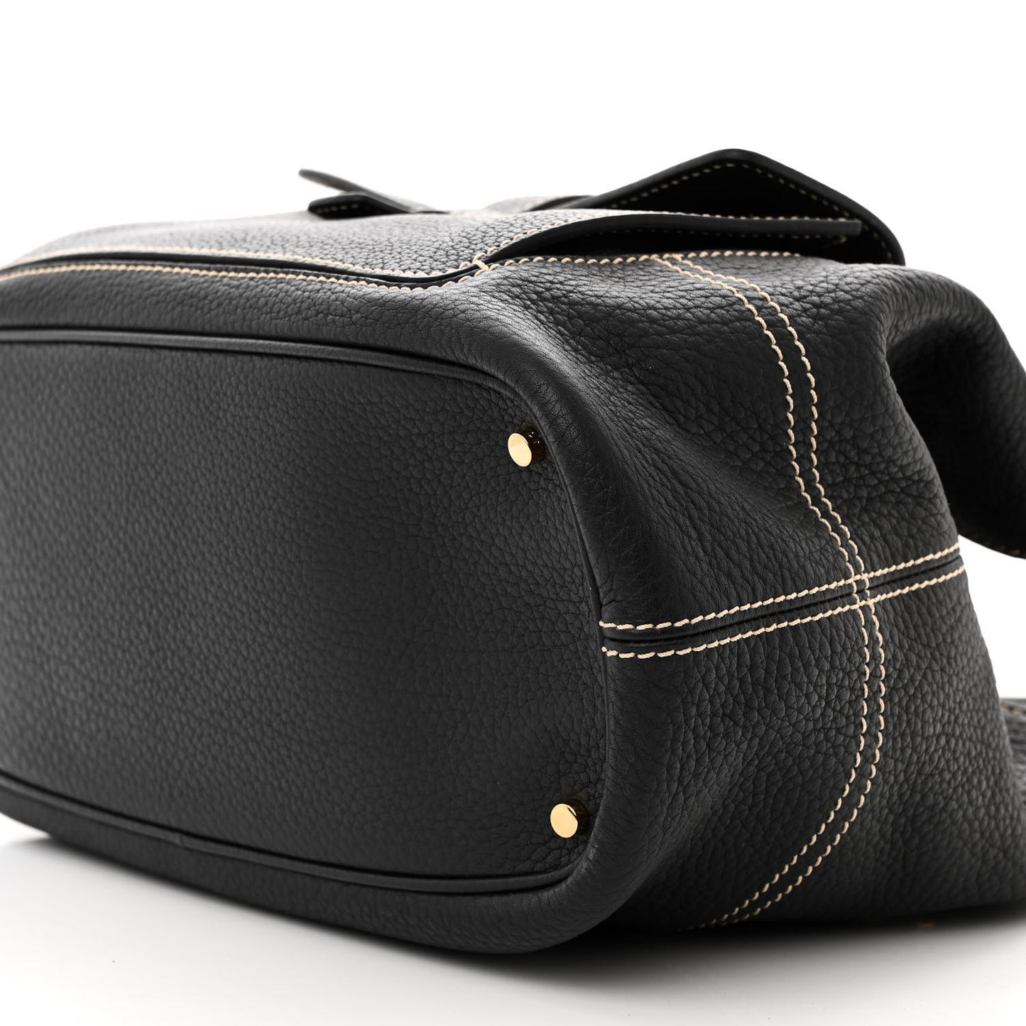 Grained Calfskin Globe Shoulder Bag Black