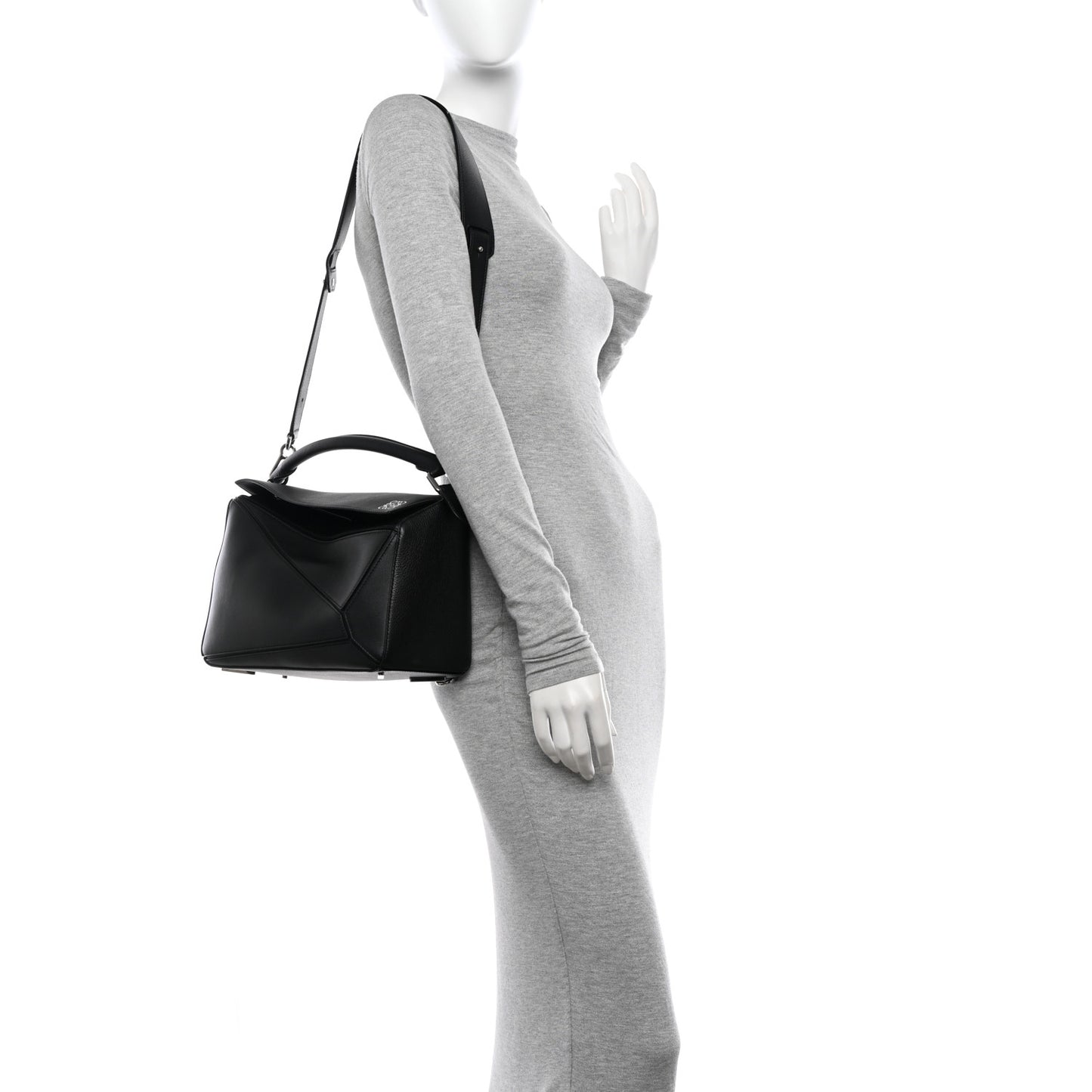 Calfskin Medium Puzzle Bag Black