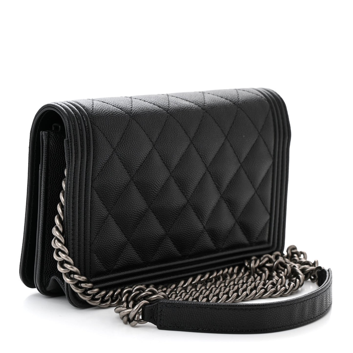 Caviar Quilted Boy Wallet On Chain WOC Black