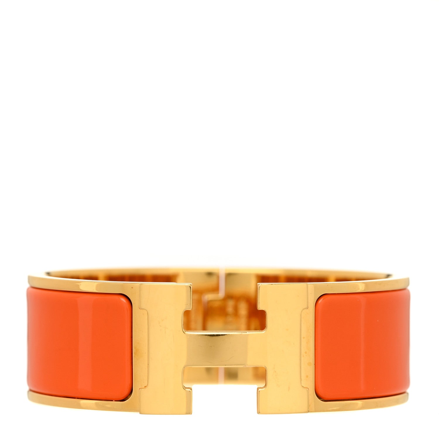 Hermes Enamel Wide Clic Clac H Bracelet GM Orange 1 of 4