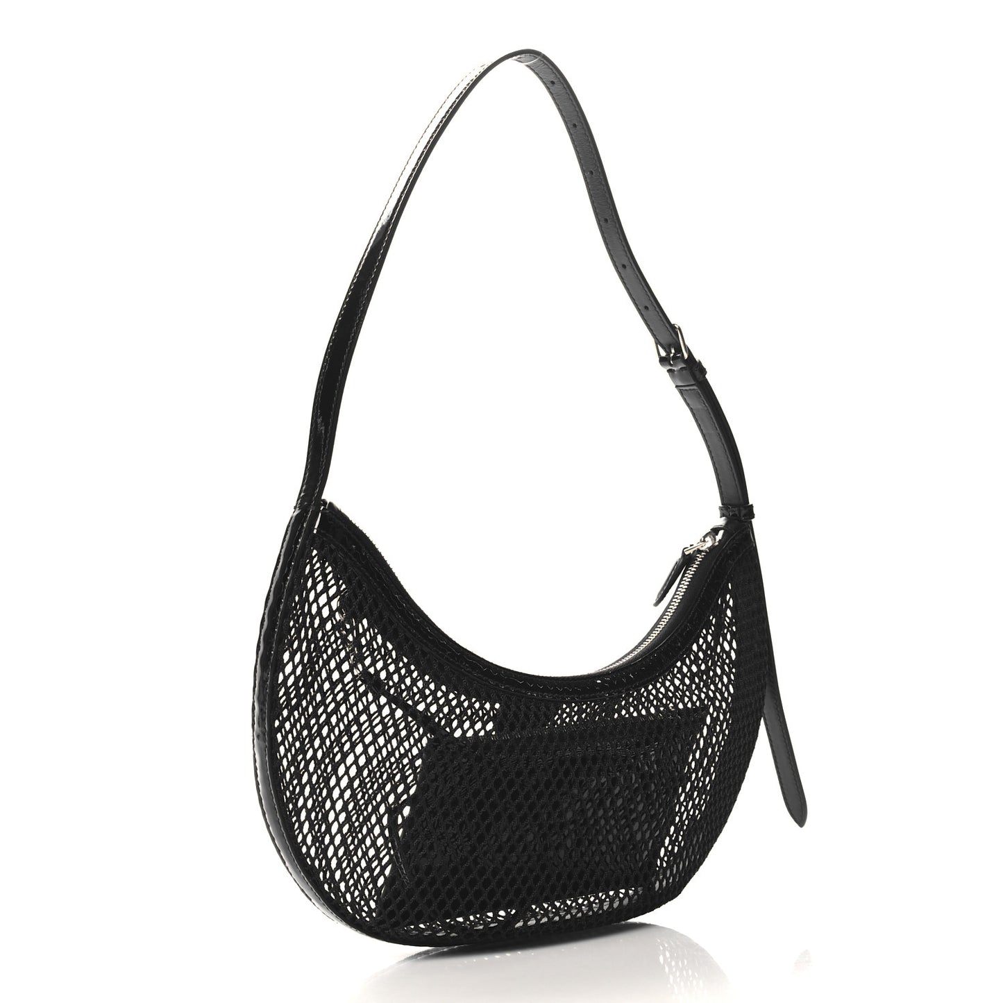 Net Patent Calfskin One Piece Demi Lune Black