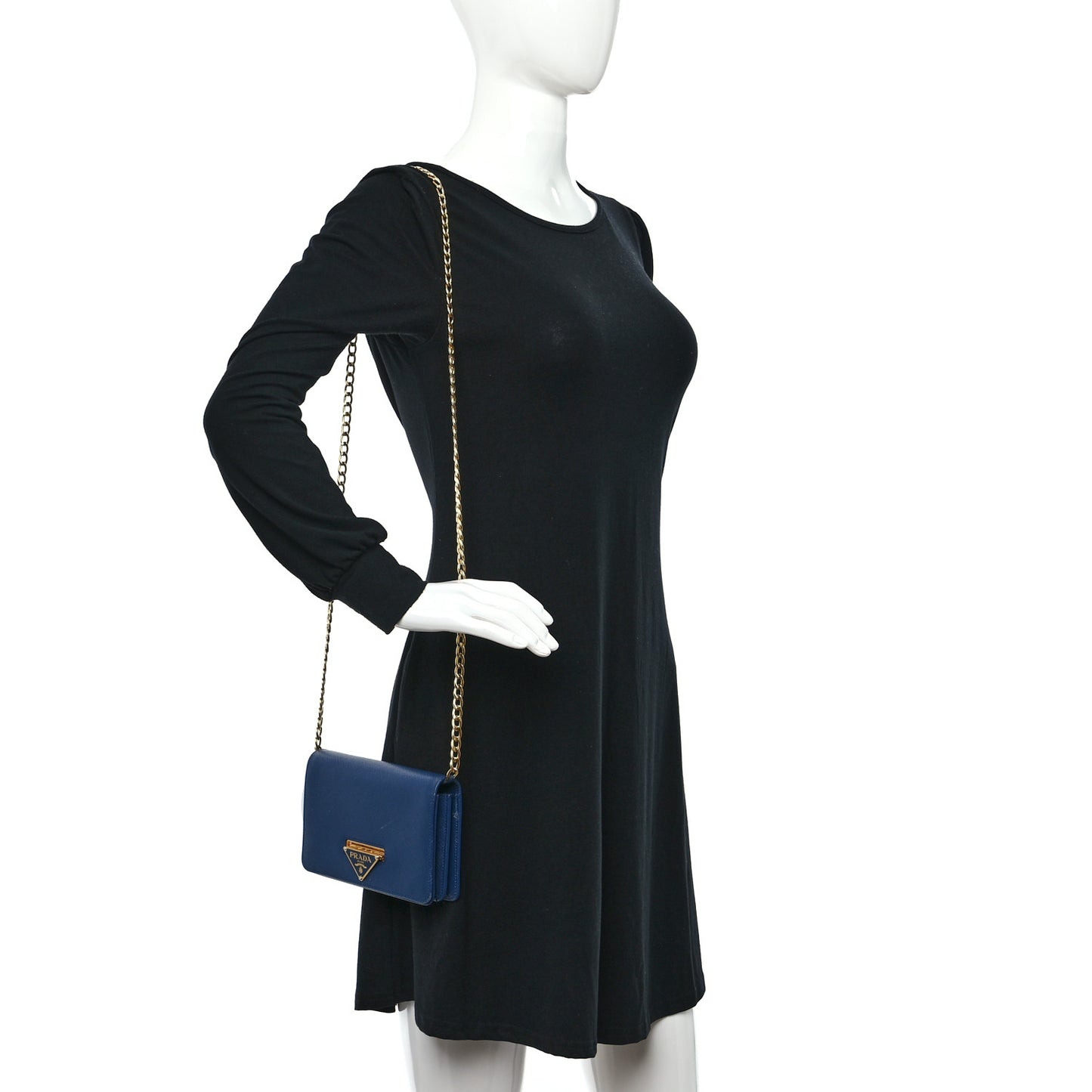 Saffiano Lux Chain Wallet Bluette