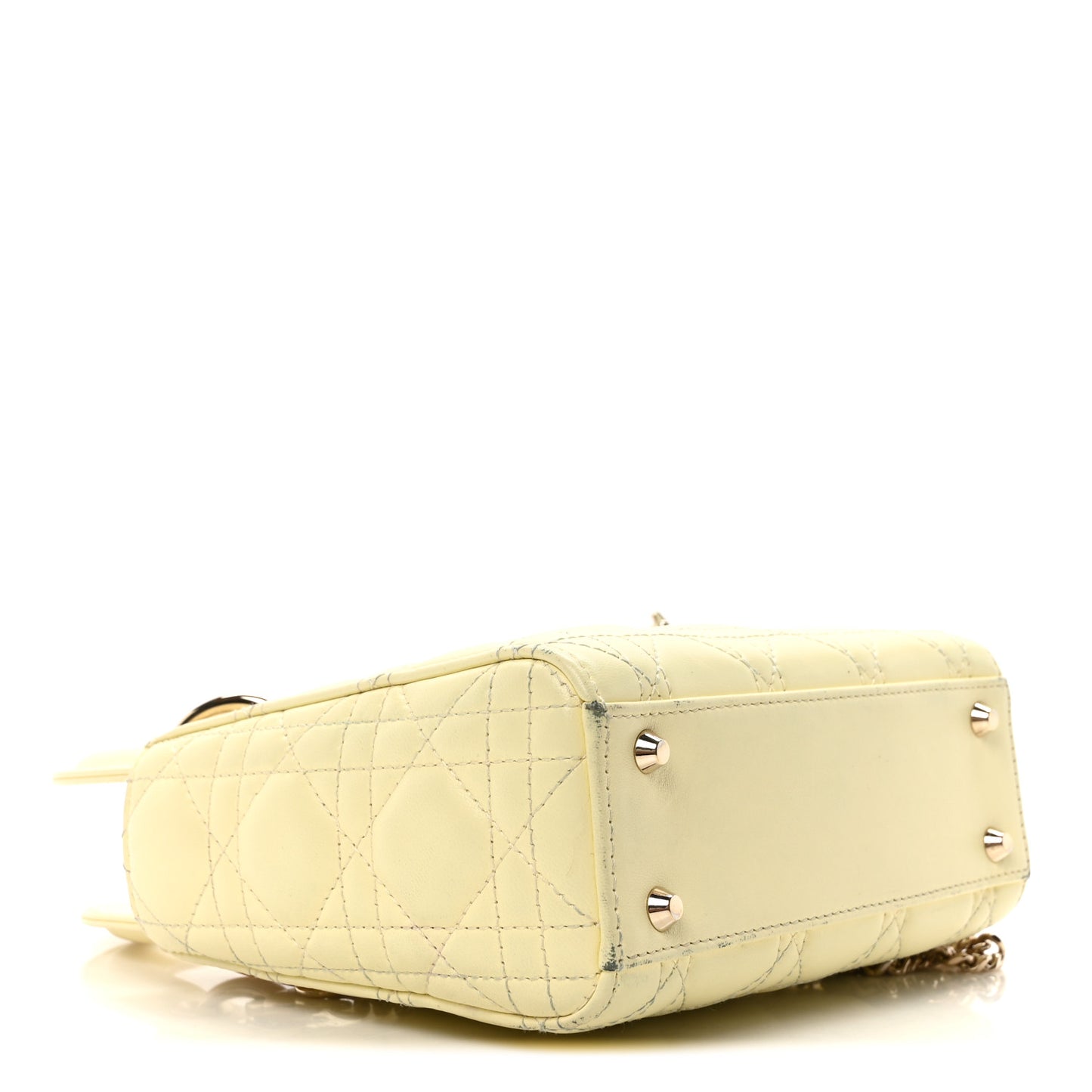 Lambskin Cannage Mini Lady Dior Soft Yellow