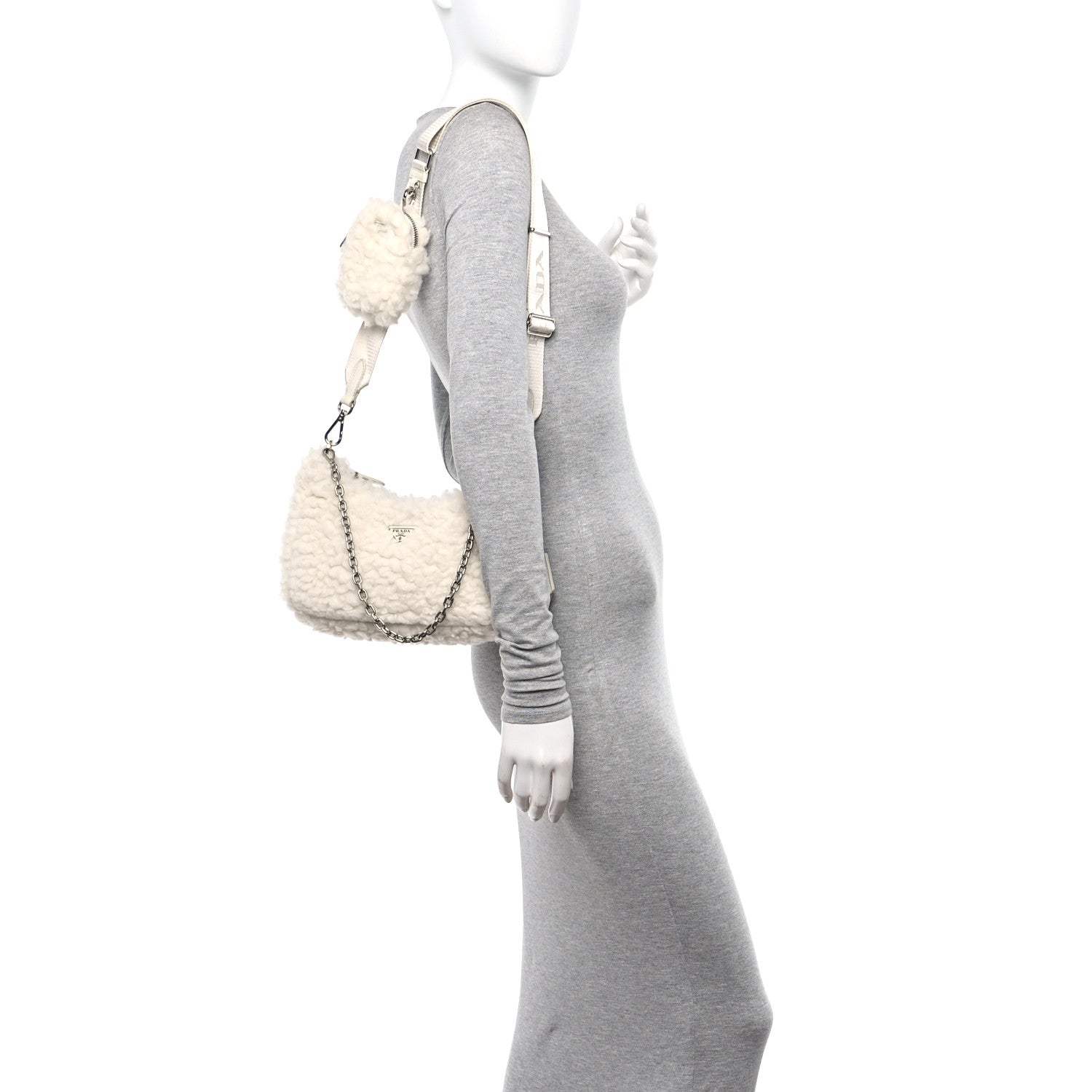 Prada Wool Cashmere Re-Edition 2005 Shoulder Bag Naturale 2 of 10