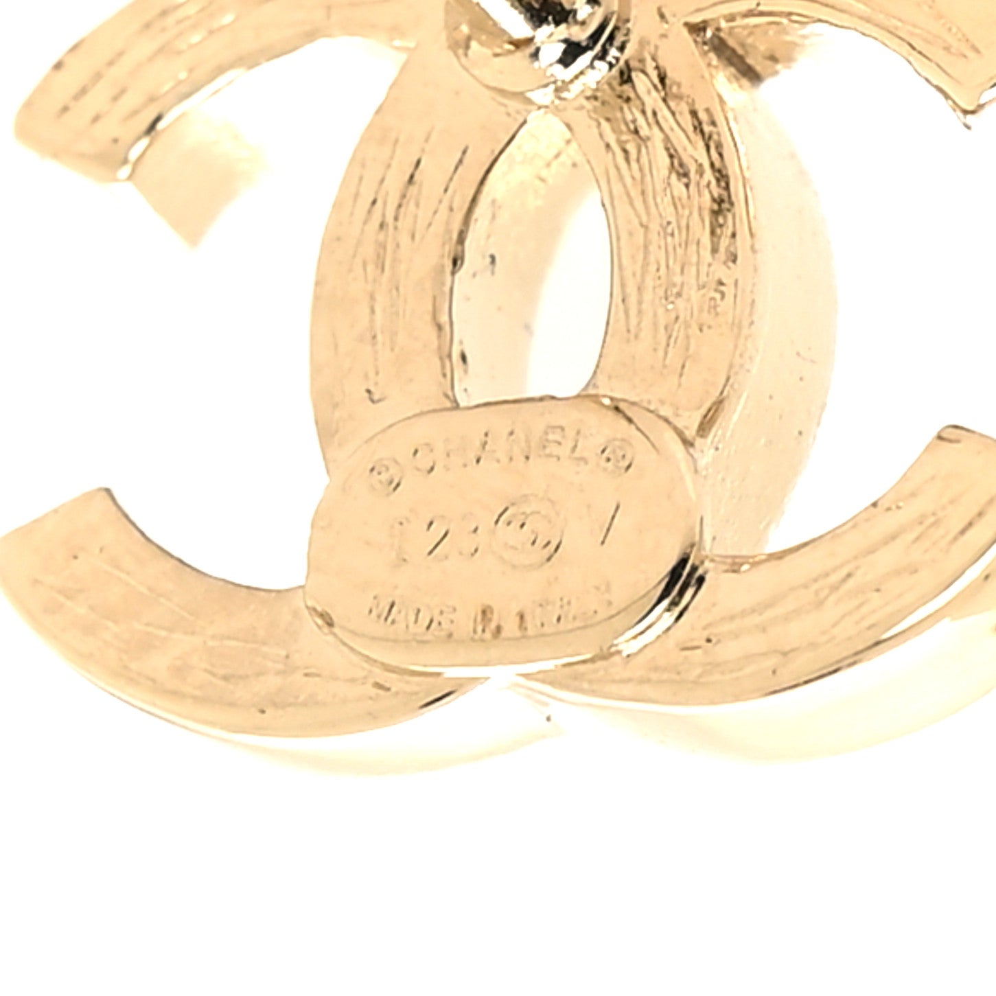 Chanel Metal Crystal CC Chain Cuff Earrings Gold 4 of 5