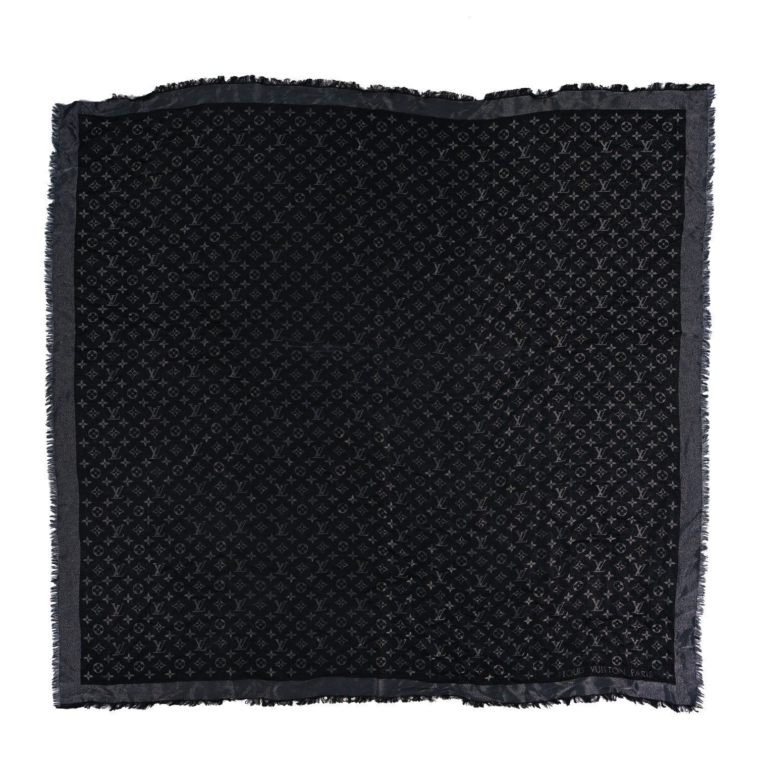 Louis Vuitton Silk Lurex Wool Monogram Shine Shawl Black 1 of 4