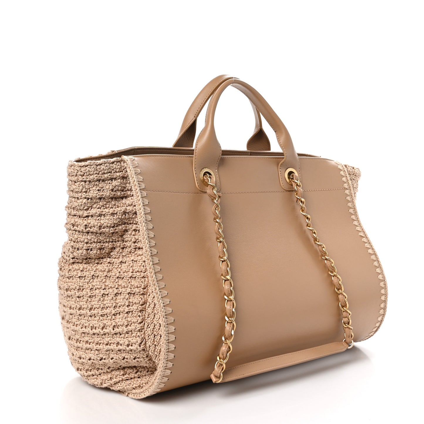 Calfskin Knit Medium Deauville Tote Beige