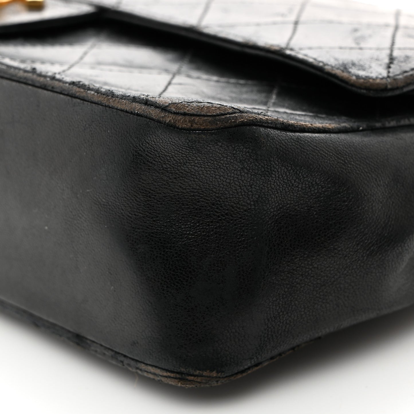Lambskin Quilted Medium Double Flap Black