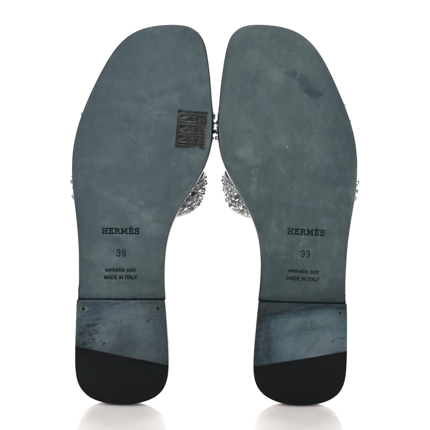 Velvet Goatskin Crystal Beads Oran Sandals 39 Gris Argente