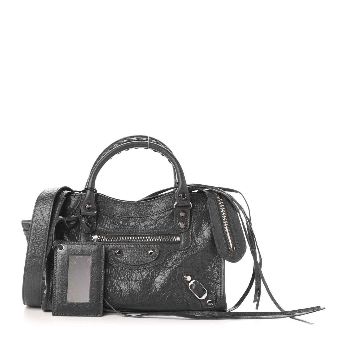 Agneau Classic Silver Hardware Mini City Gris Fossile