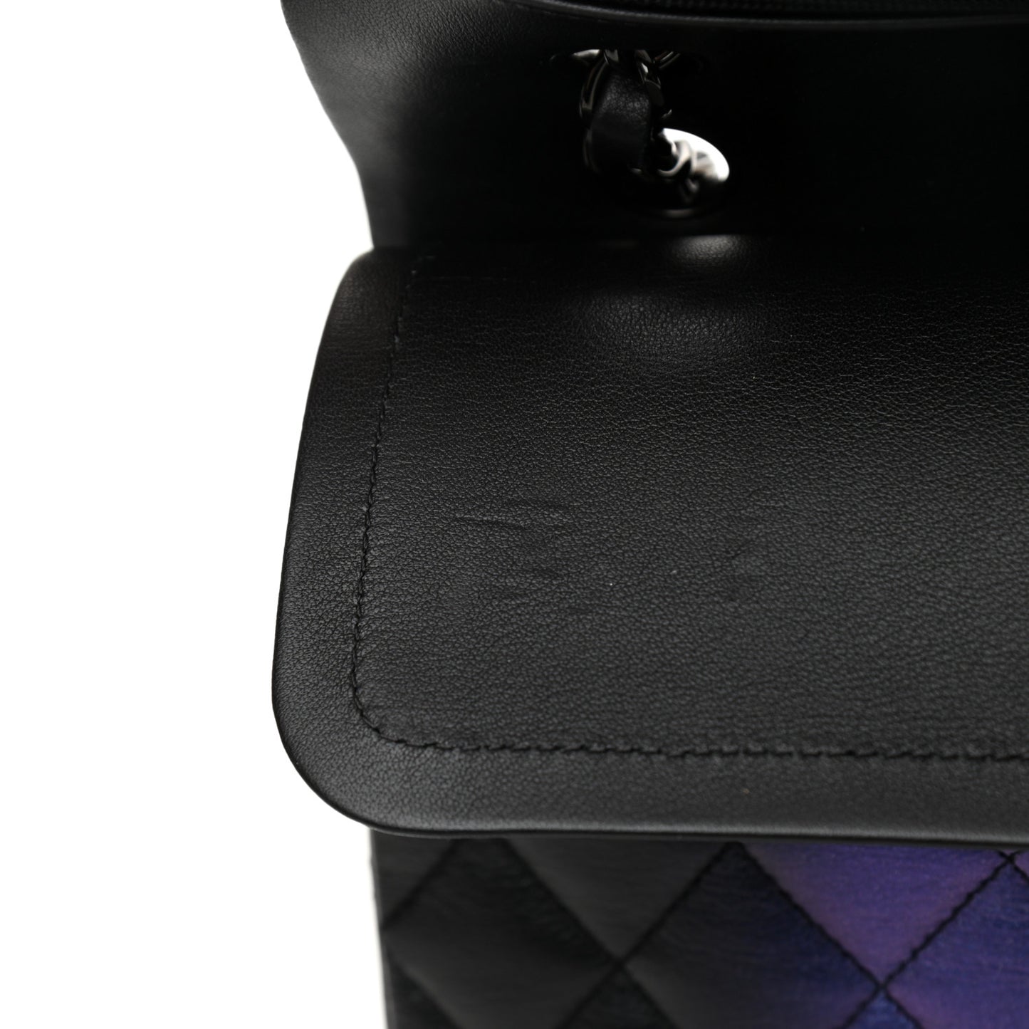 Calfskin Quilted Ombre Medium Double Flap Black