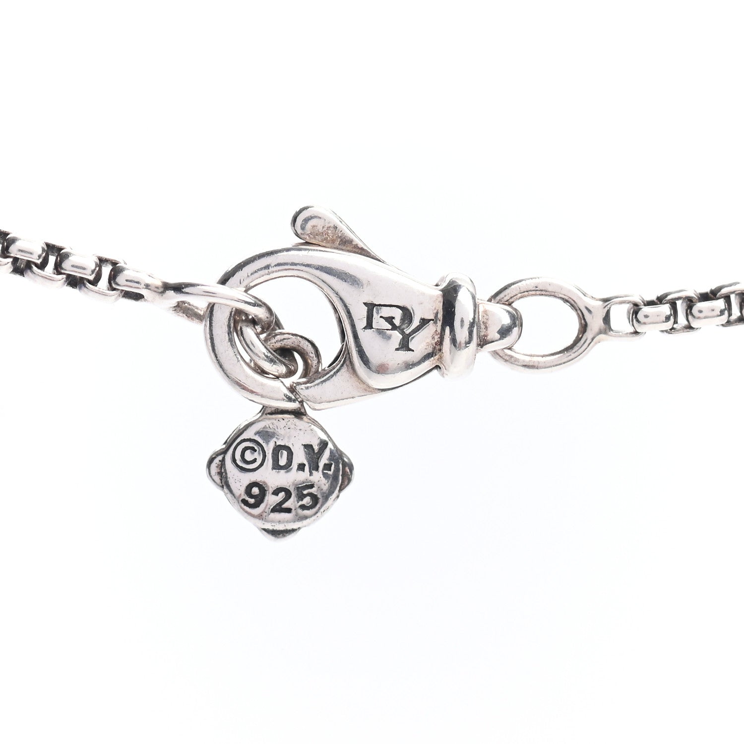 David Yurman Sterling Silver Diamond White Topaz 7mm Petite Albion Pendant Necklace 4 of 5