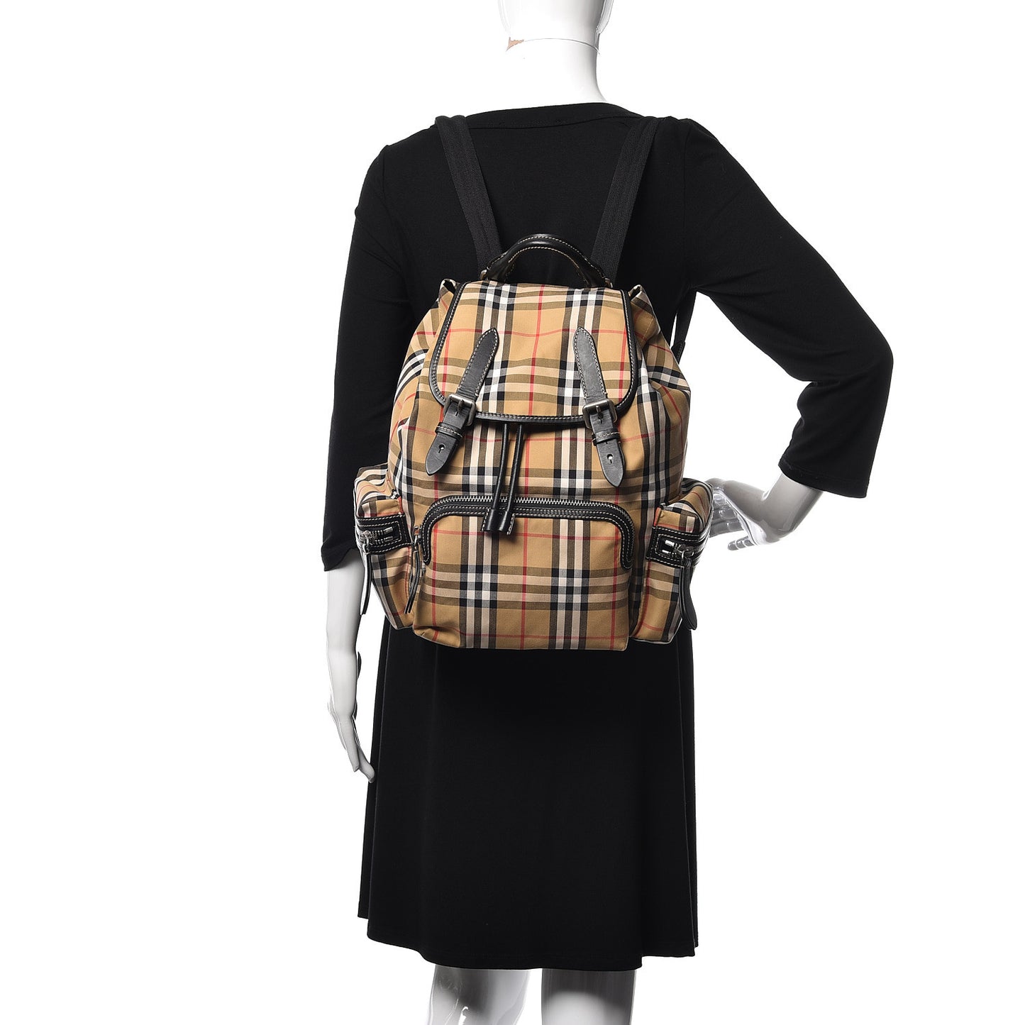 Nylon Vintage Check Medium Rucksack Backpack Antique Yellow