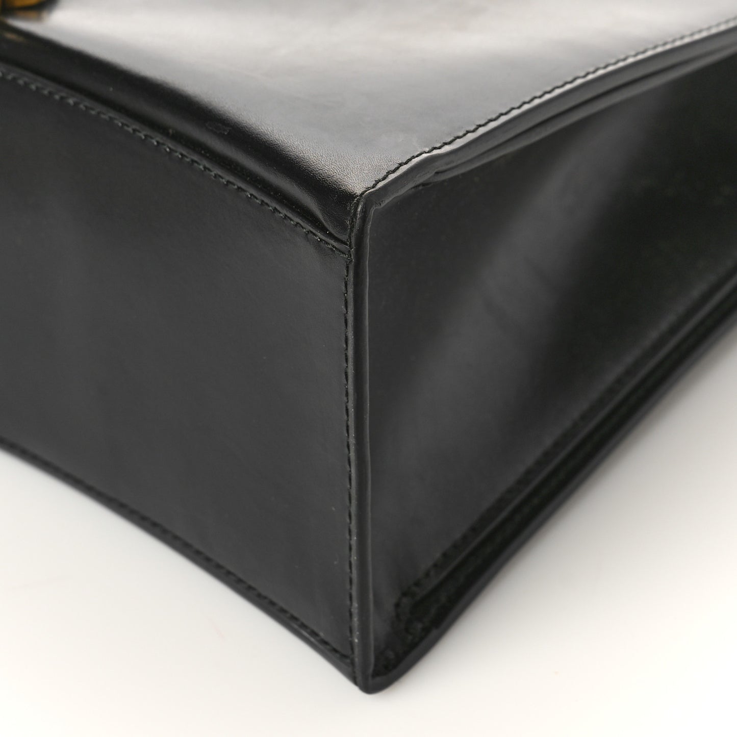 Shiny Box Calfskin Hourglass Tote Black