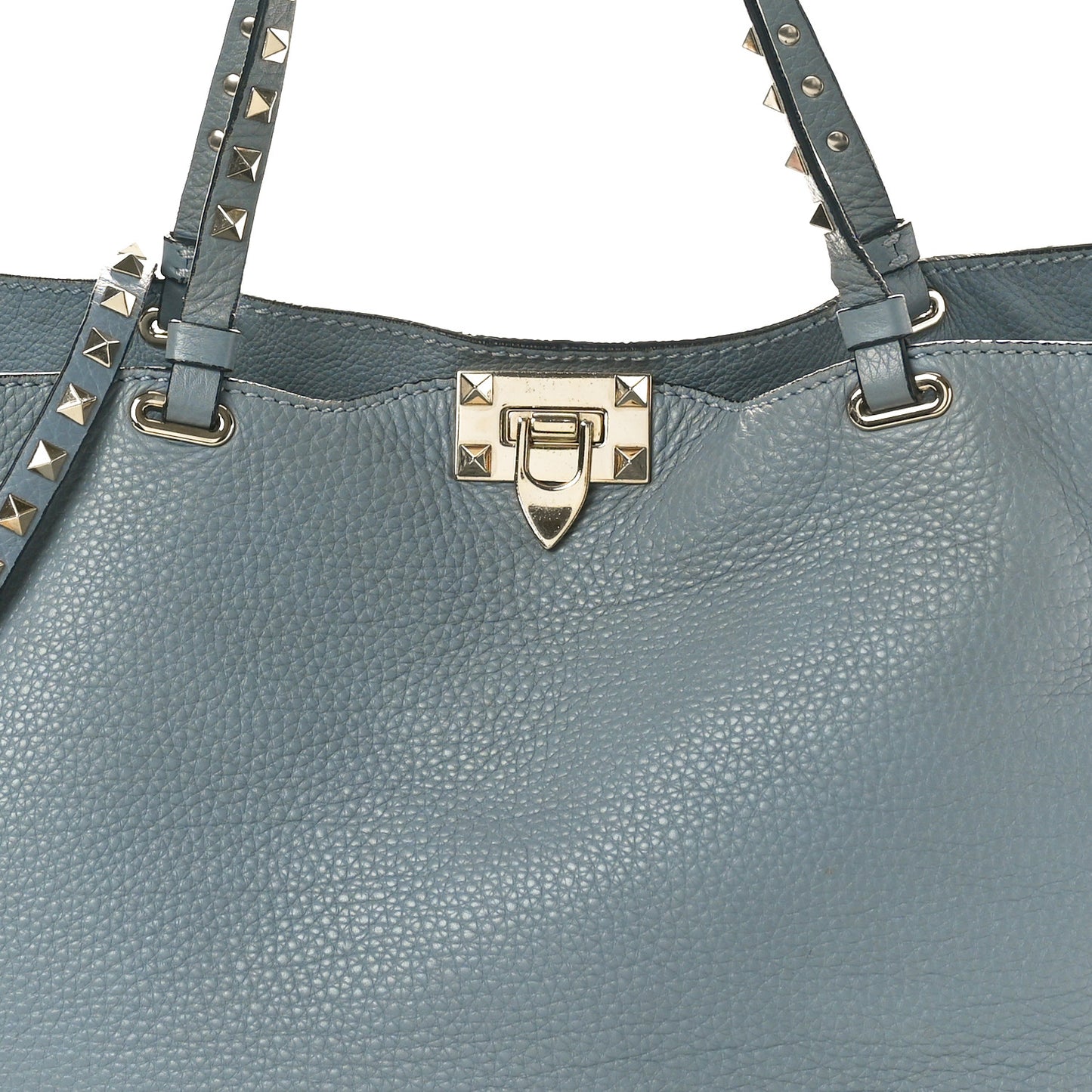 Pebbled Calfskin Medium Rockstud Tote Grey