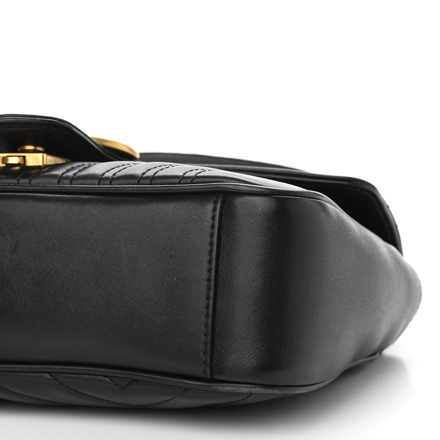 Gucci Calfskin Matelasse Small GG Marmont Shoulder Bag Black 9 of 12