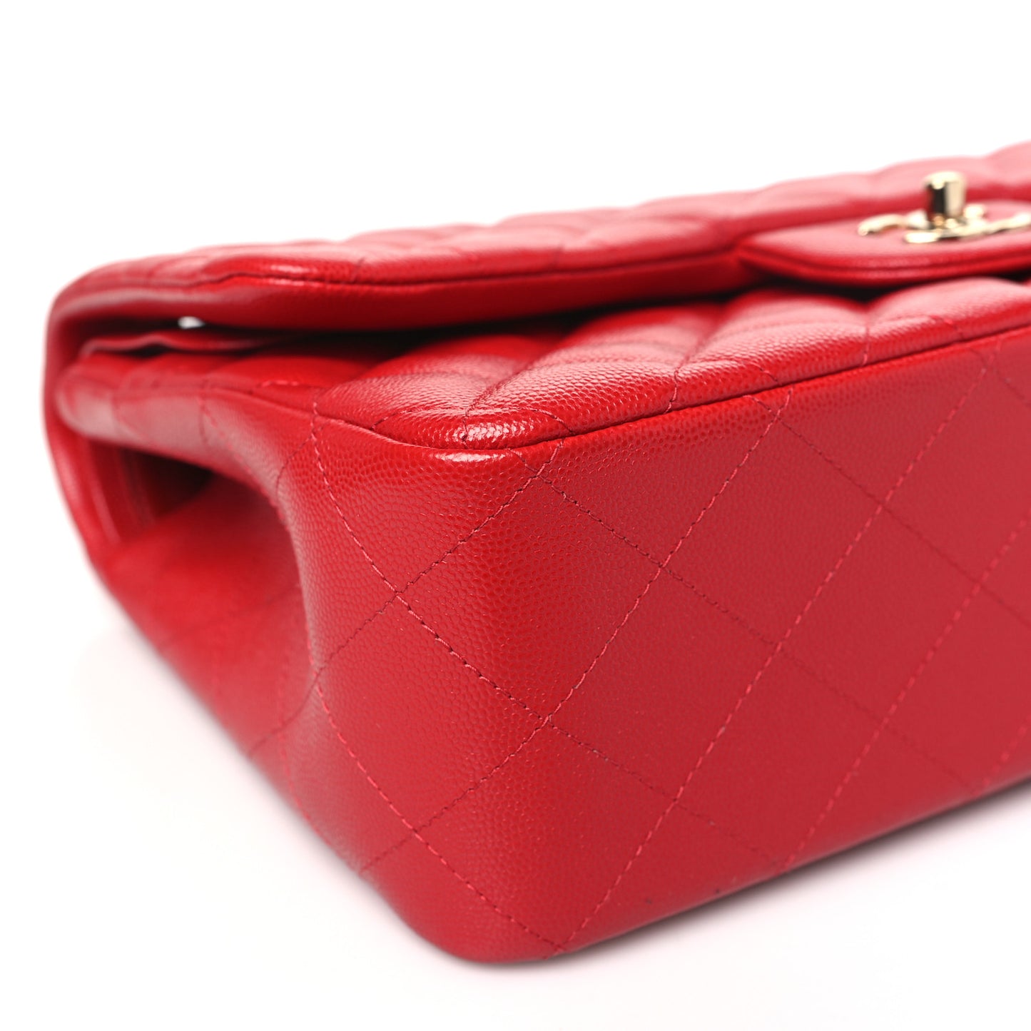 Caviar Quilted Jumbo Double Flap Red