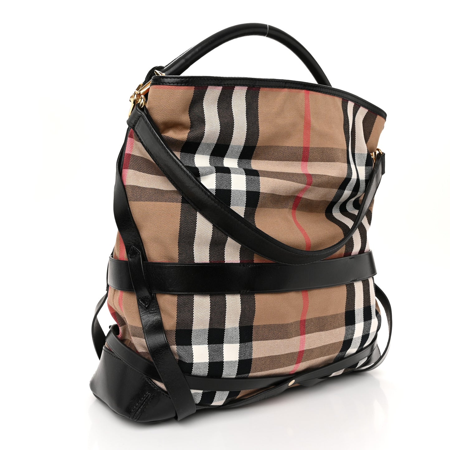 House Check Bridle Calfskin Medium Gosford Hobo Black