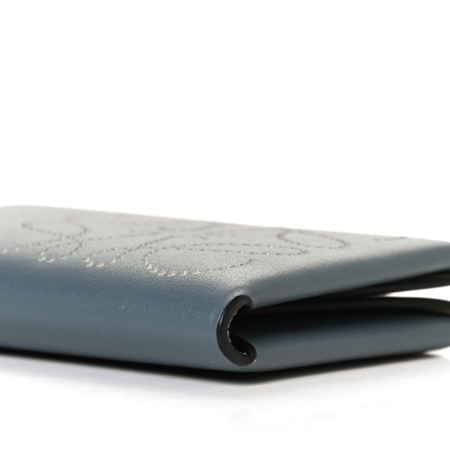 Calfskin Calfskin Anagram Bifold Card Holder Stone Blue