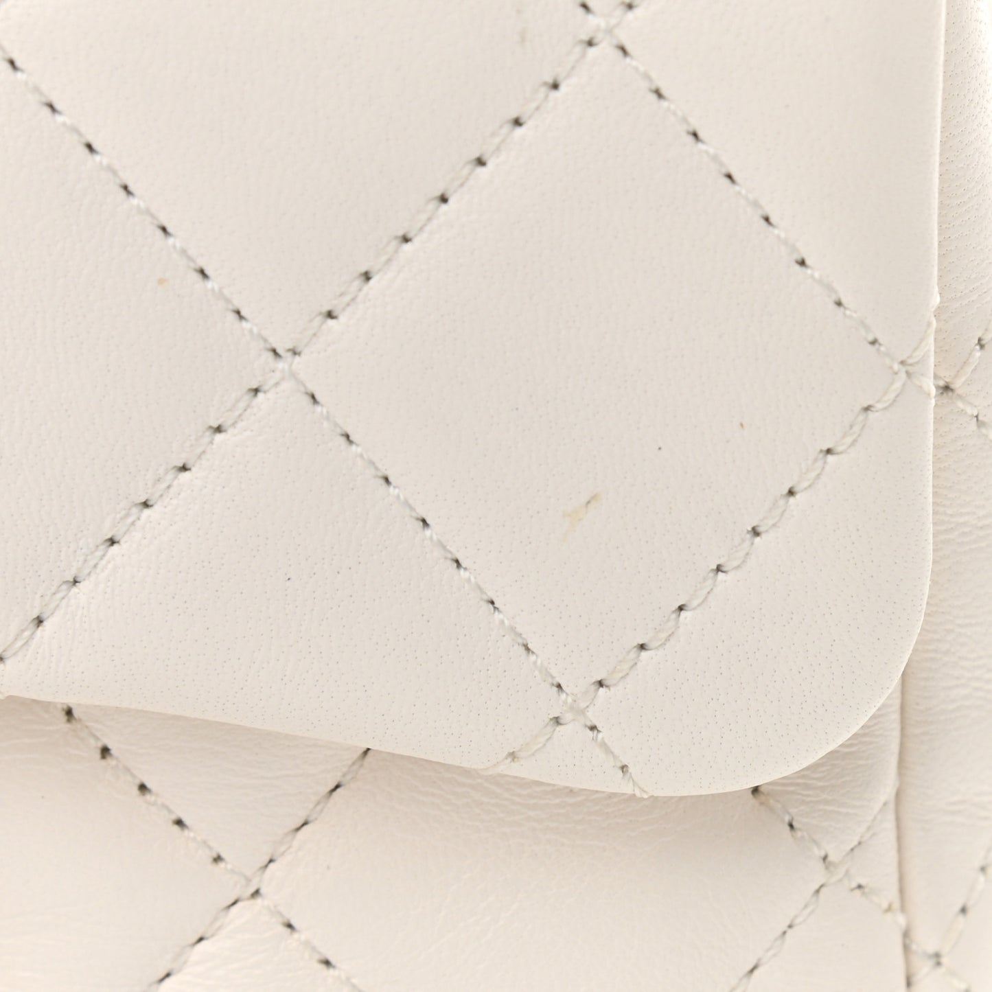 Lambskin Quilted Mini Pearl Crush Flap White