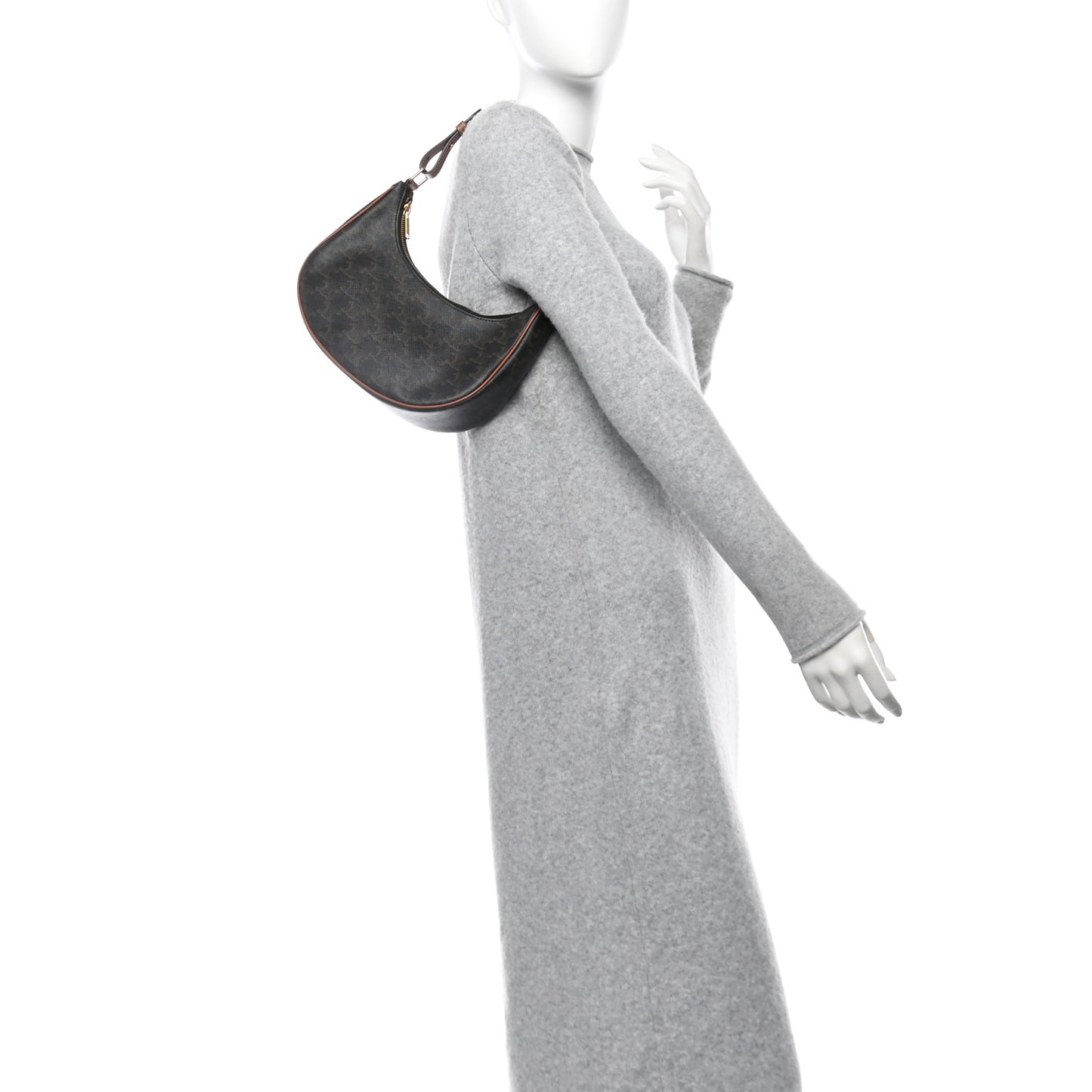 Triomphe Canvas Calfskin Ava Shoulder Bag Tan