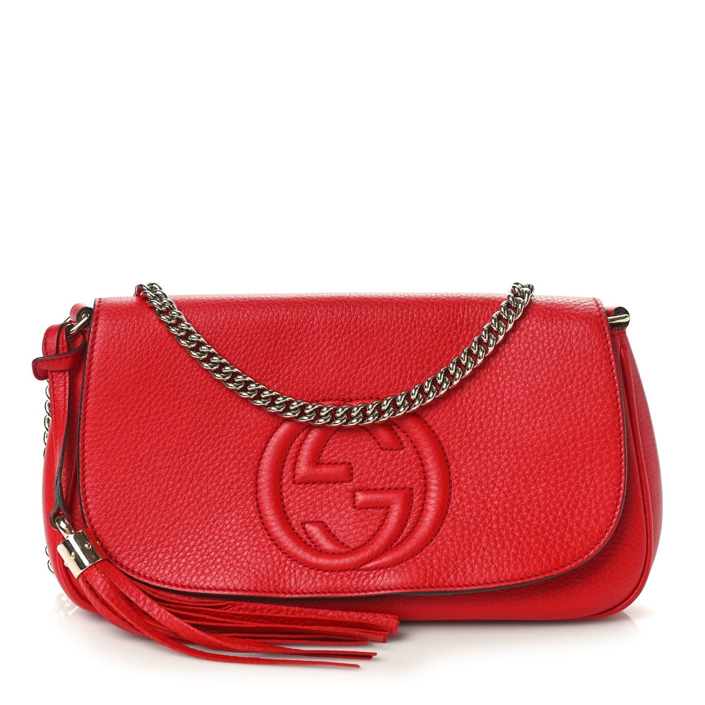 Pebbled Calfskin Medium Soho Flap Crossbody Vibrant Red